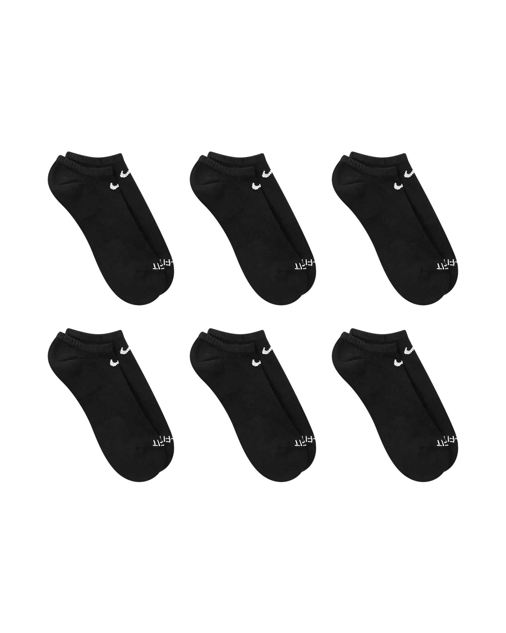 Nike 6-Pack Everyday Plus No Show Socks - Black by Denim Exchange