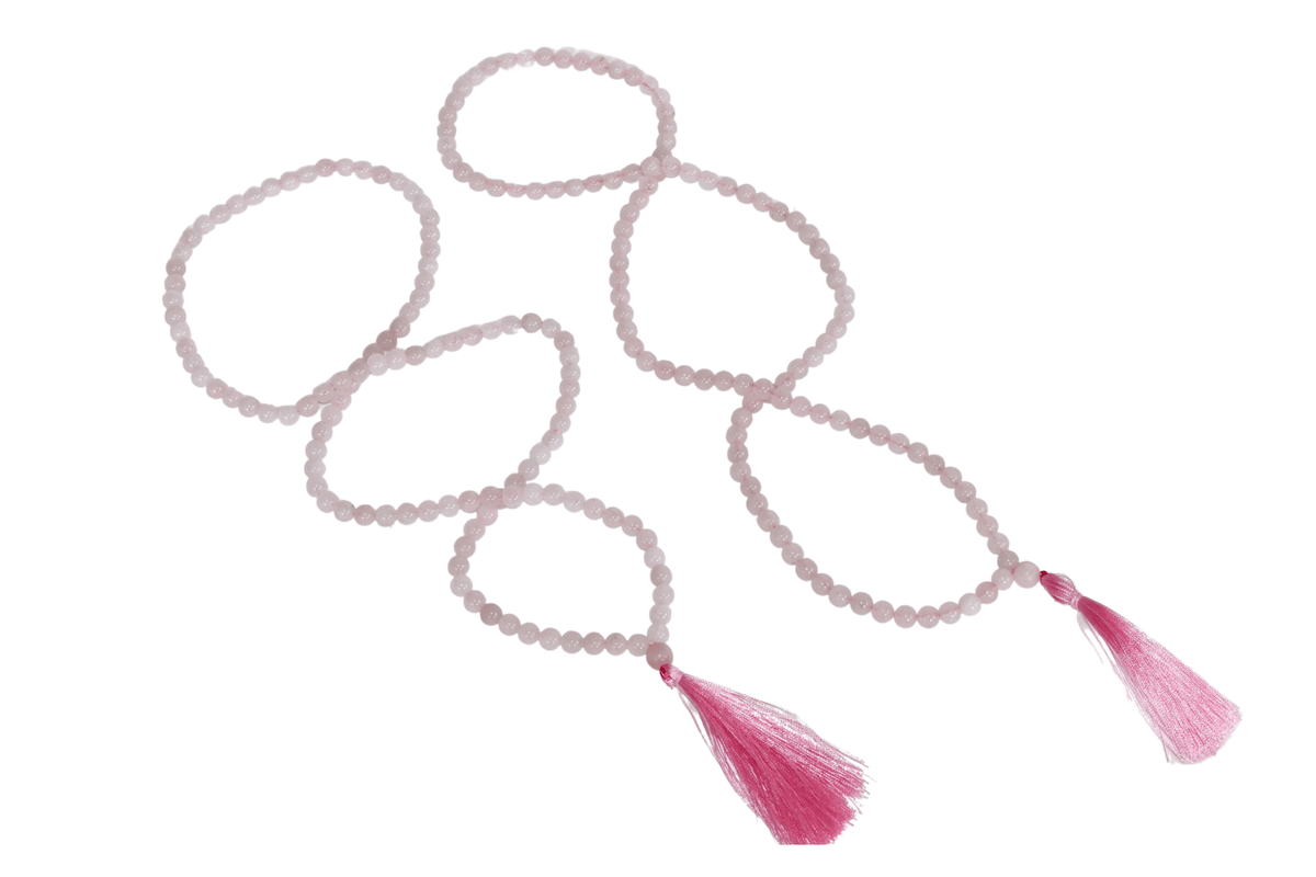 Rose Quartz Gemstone Mala, 108 Prayer Bead Mala. DestGlow