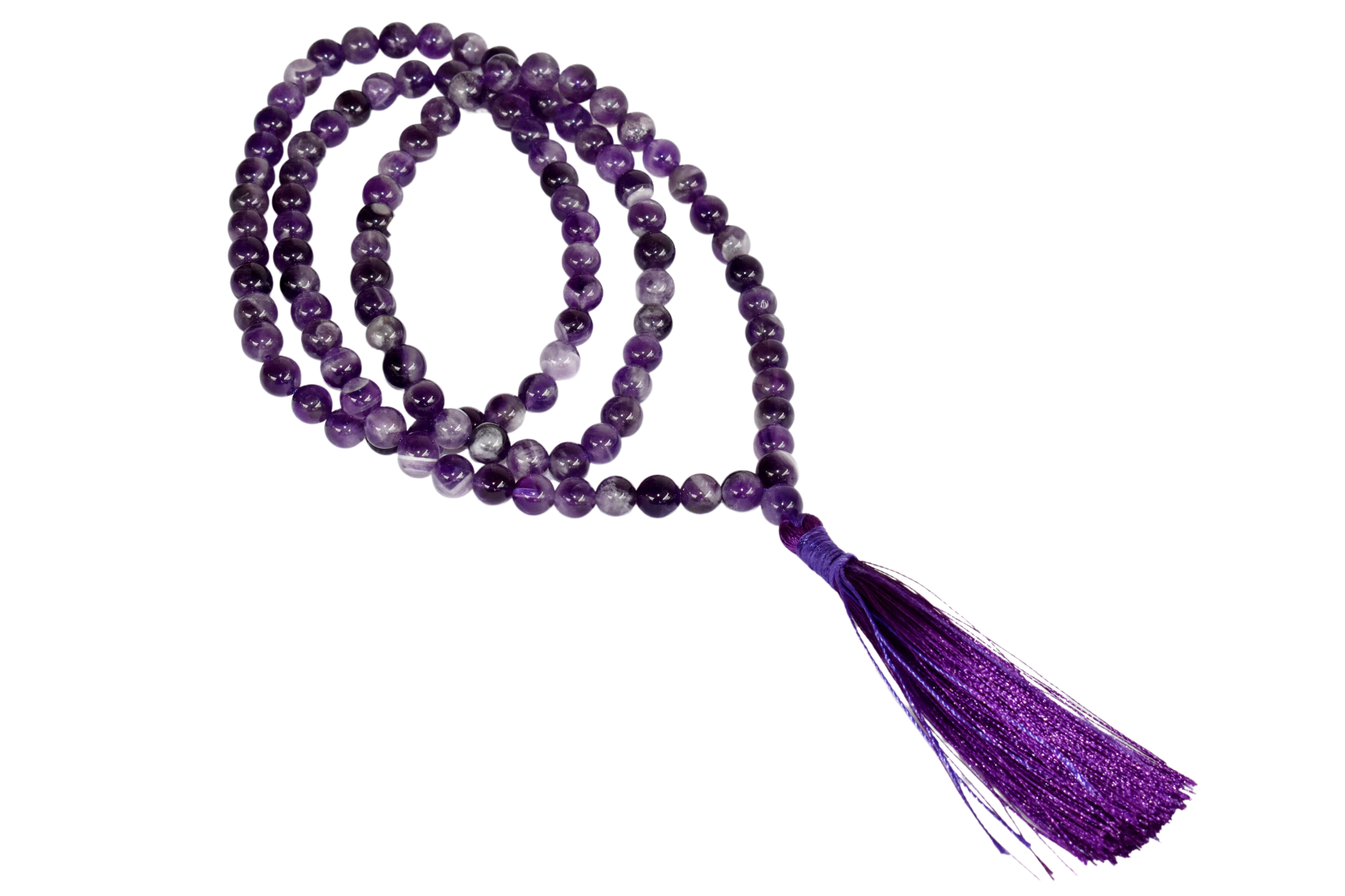 Natural Amethyst Plain Mala With 108 Prayer Beads For Mediation. DestGlow