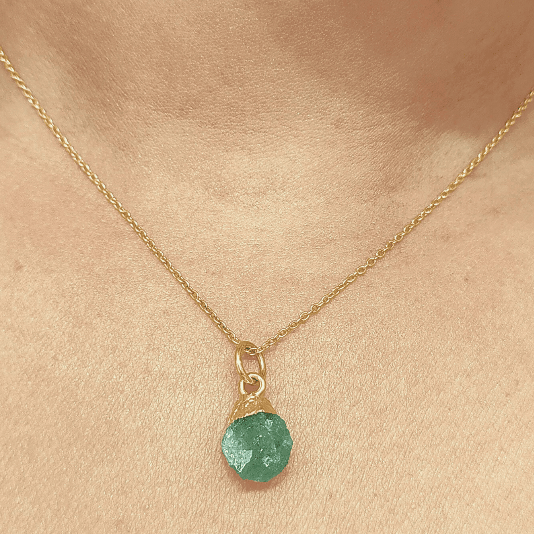 Raw Green Aventurine Crystal Necklace, Raw Gemstone Necklace DestGlow
