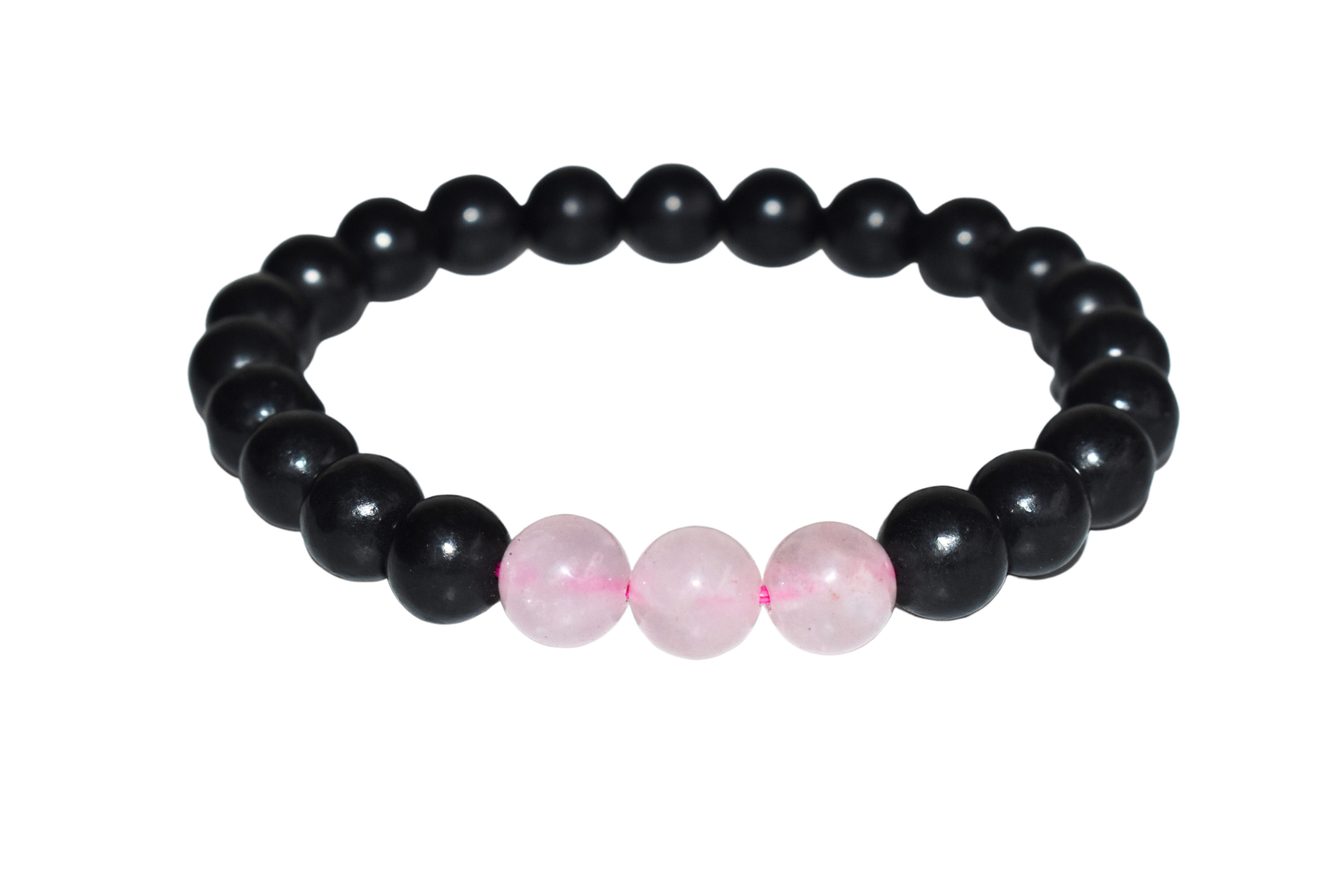 EMF Protection Crystal Bracelet, EMF Bracelet (Shungite Black, Rose Quartz) DestGlow