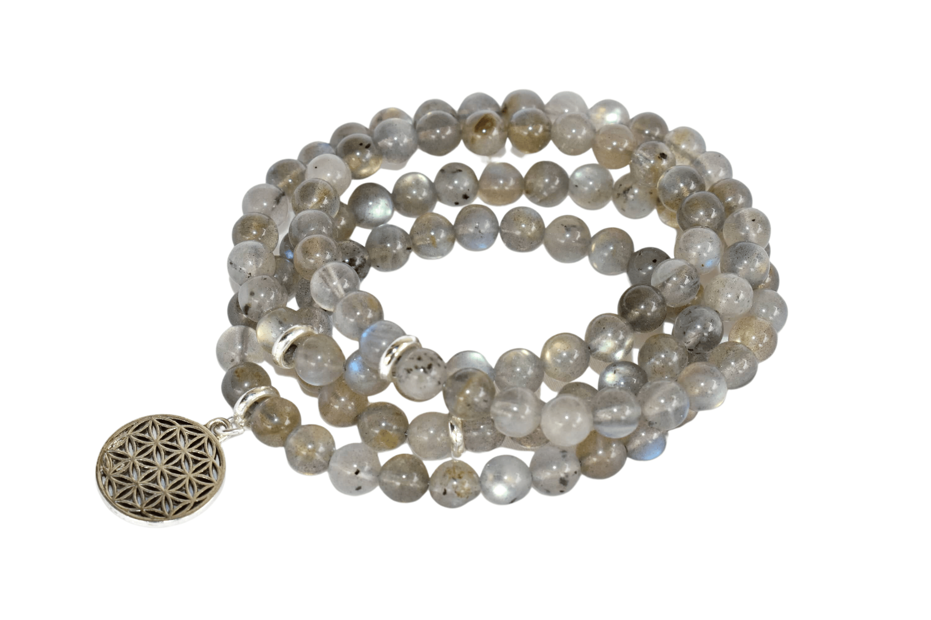 Labradorite Beads Mala Bracelet, 108 Prayer Beads Necklace (Aura Protection and Strength ) DestGlow