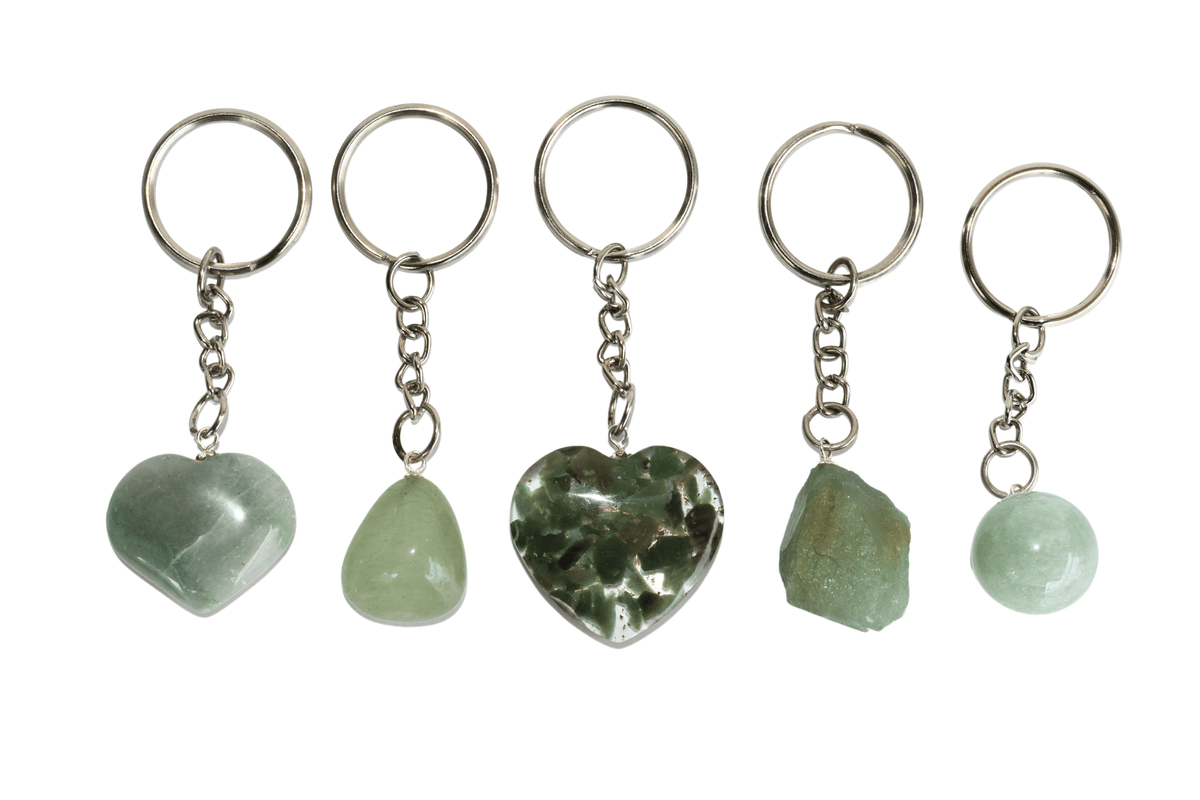 Green Aventurine Key Chain, Gemstone Keychain Crystal Key Ring (Attraction and Cleansing)Â DestGlow