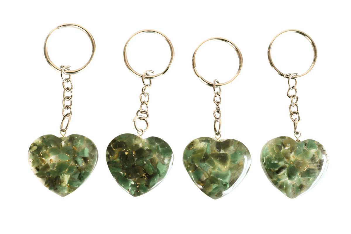 Green Aventurine Key Chain, Gemstone Keychain Crystal Key Ring (Attraction and Cleansing)Â DestGlow