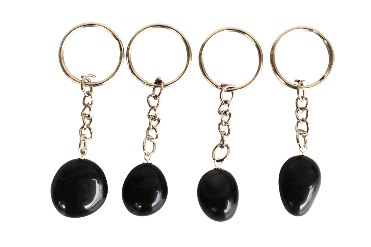 Black Obsidian Key Chain, Gemstone Keychain Crystal Key Ring (Inner Peace and Stress Relief)Â DestGlow