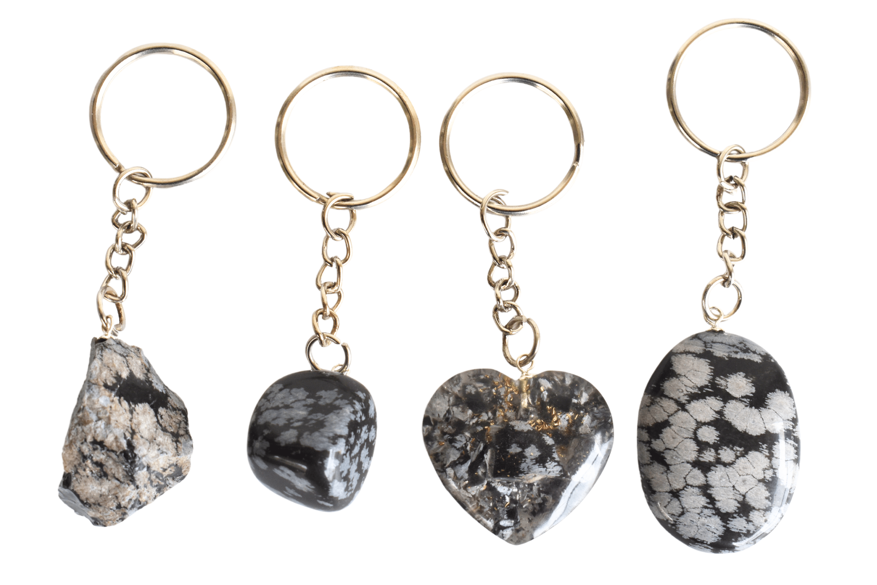 Snowflake Obsidian Key Chain, Gemstone Keychain Crystal Key Ring (Expanded Awareness and Intuition) DestGlow