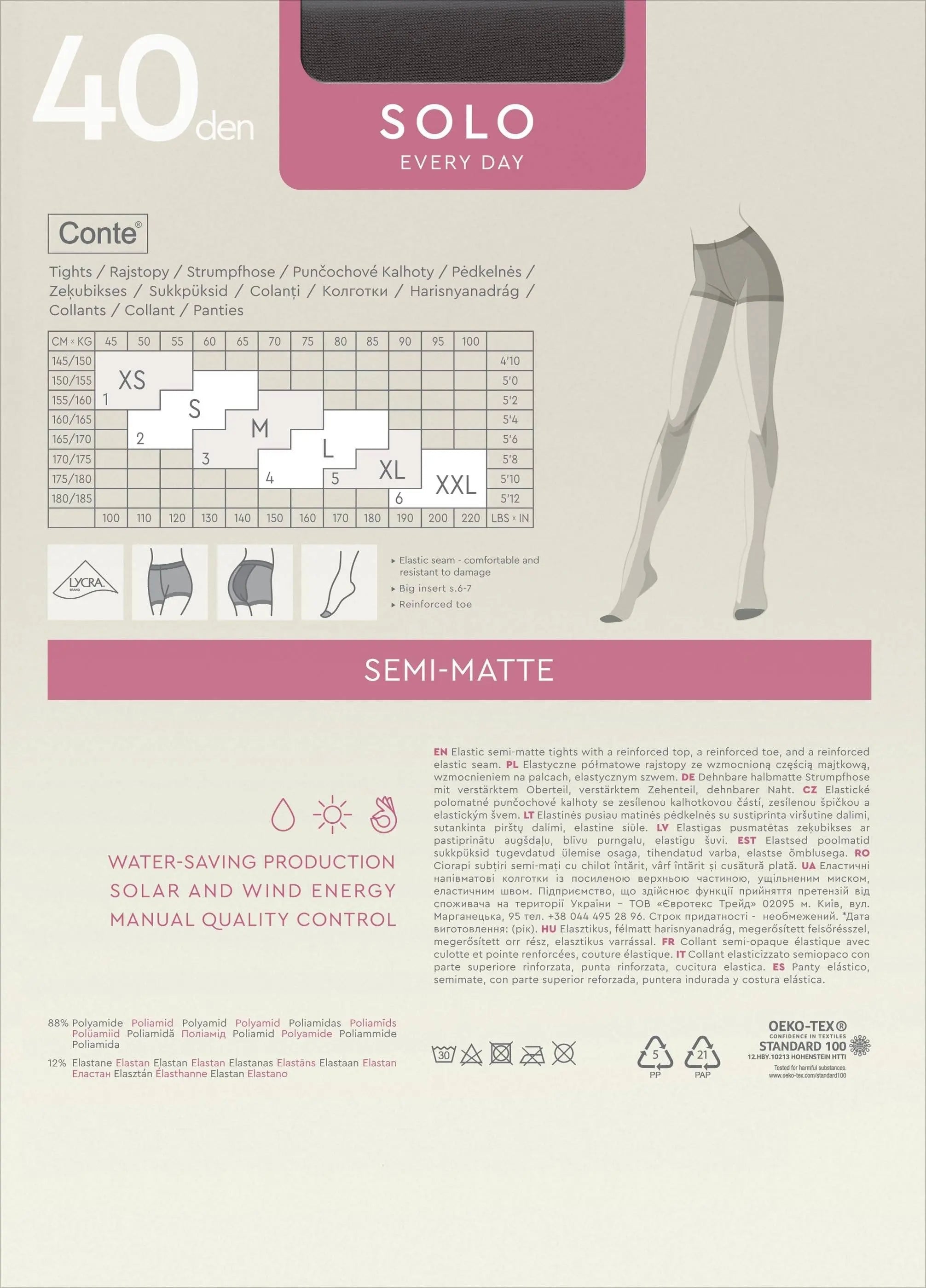 Tights Conte Solo 40 Den - Classic Pantyhose DestGlow