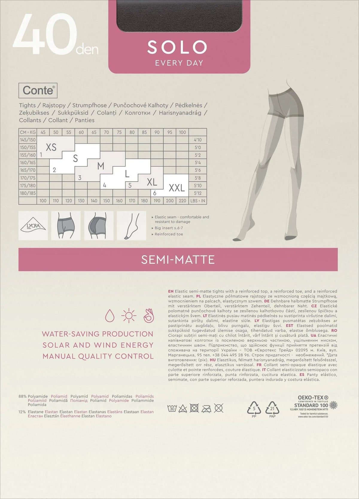Tights Conte Solo 40 Den - Classic Pantyhose DestGlow