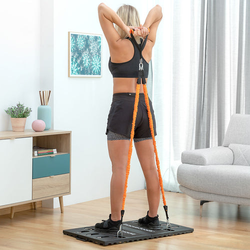 Complete Portable Home Gym System - Foldable Training Base with Resistance Bands