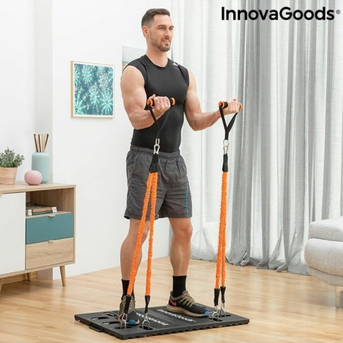 Complete Portable Home Gym System - Foldable Training Base with Resistance Bands