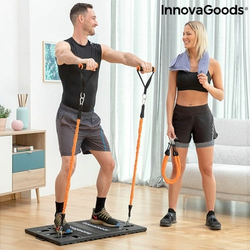 Complete Portable Home Gym System - Foldable Training Base with Resistance Bands