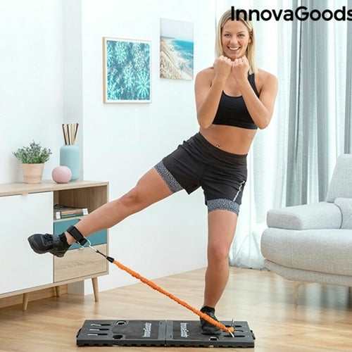 Complete Portable Home Gym System - Foldable Training Base with Resistance Bands