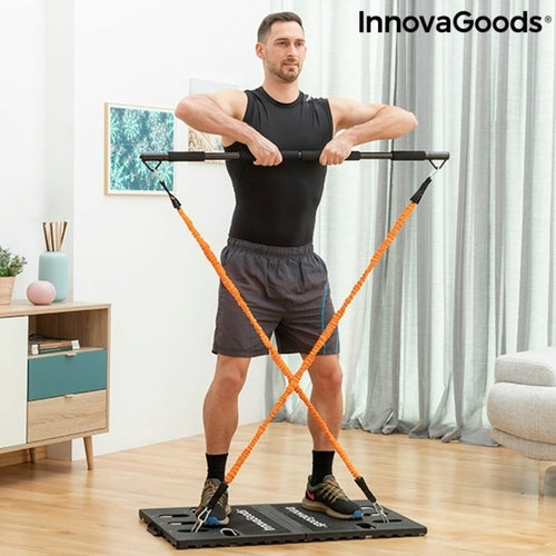 Complete Portable Home Gym System - Foldable Training Base with Resistance Bands