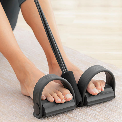 4-in-1 Resistance Bands Set with Foot Pedals & Exercise Guide