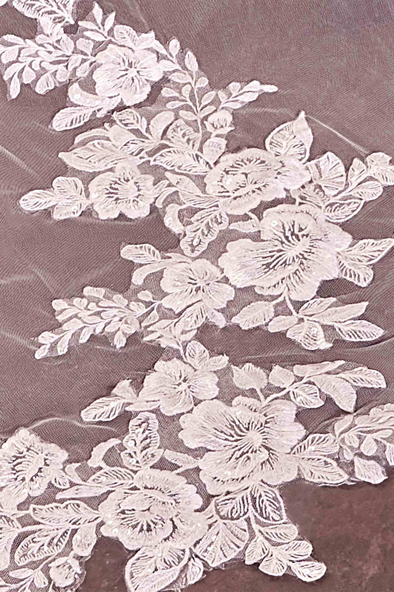 Floral Scalloped Lace Royal Veil by DiscountDressShop