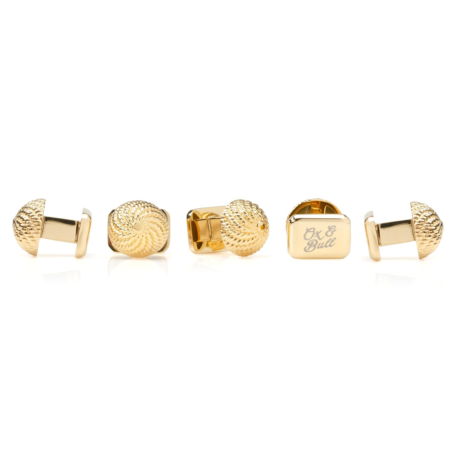 VDP 3D Colony Gold Stainless Stud Set by Cufflinks.com