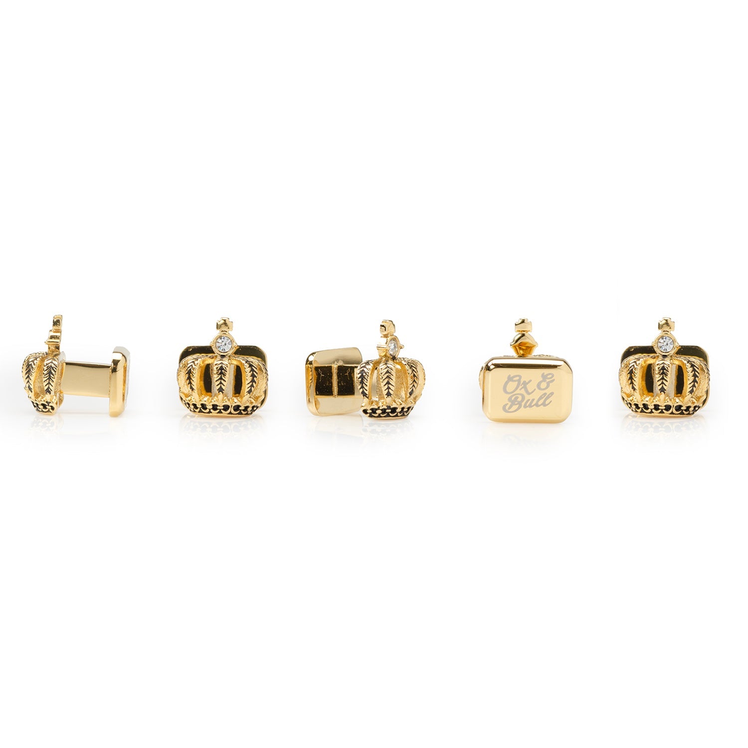 VDP 3D Crown Royal Gold Stainless Studs by Cufflinks.com