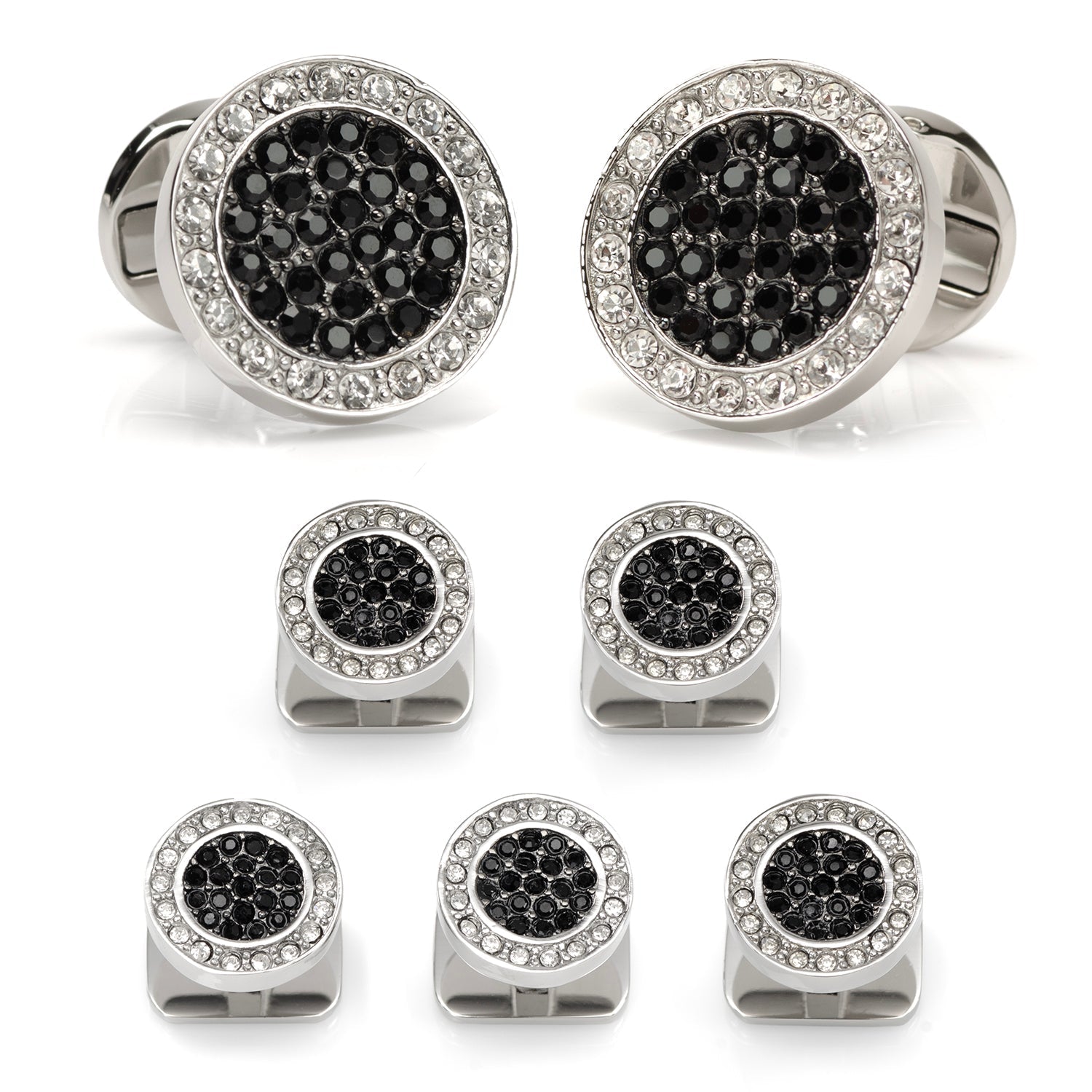VDP White & Black Pave Crystals Stud Set DestGlow