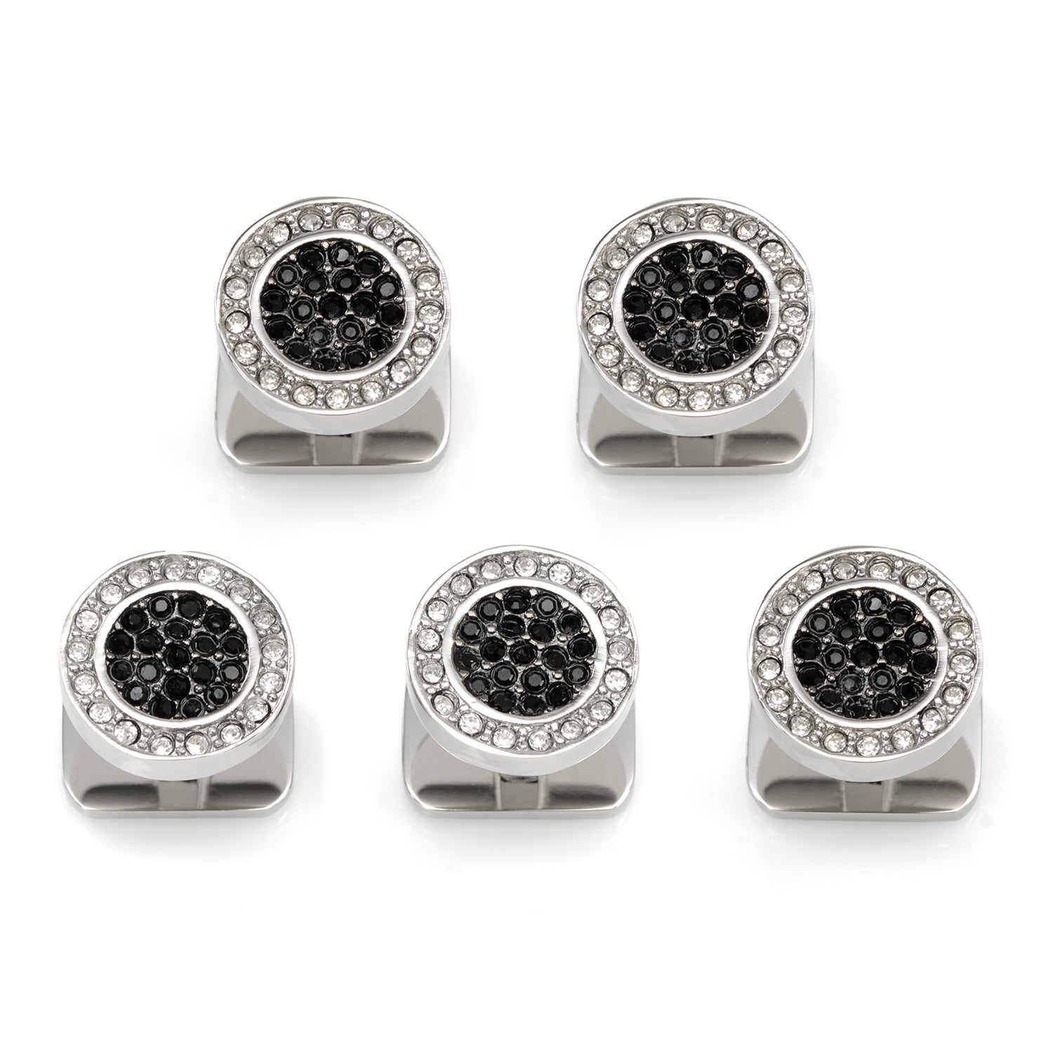 VDP White & Black Pave Crystals Studs DestGlow