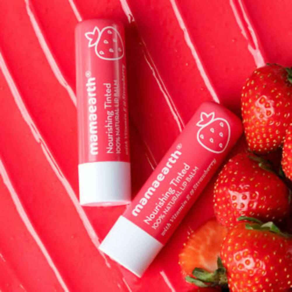 Mamaearth Nourishing Tinted 100% Natural Lip Balm With Vitamin E & Strawberry