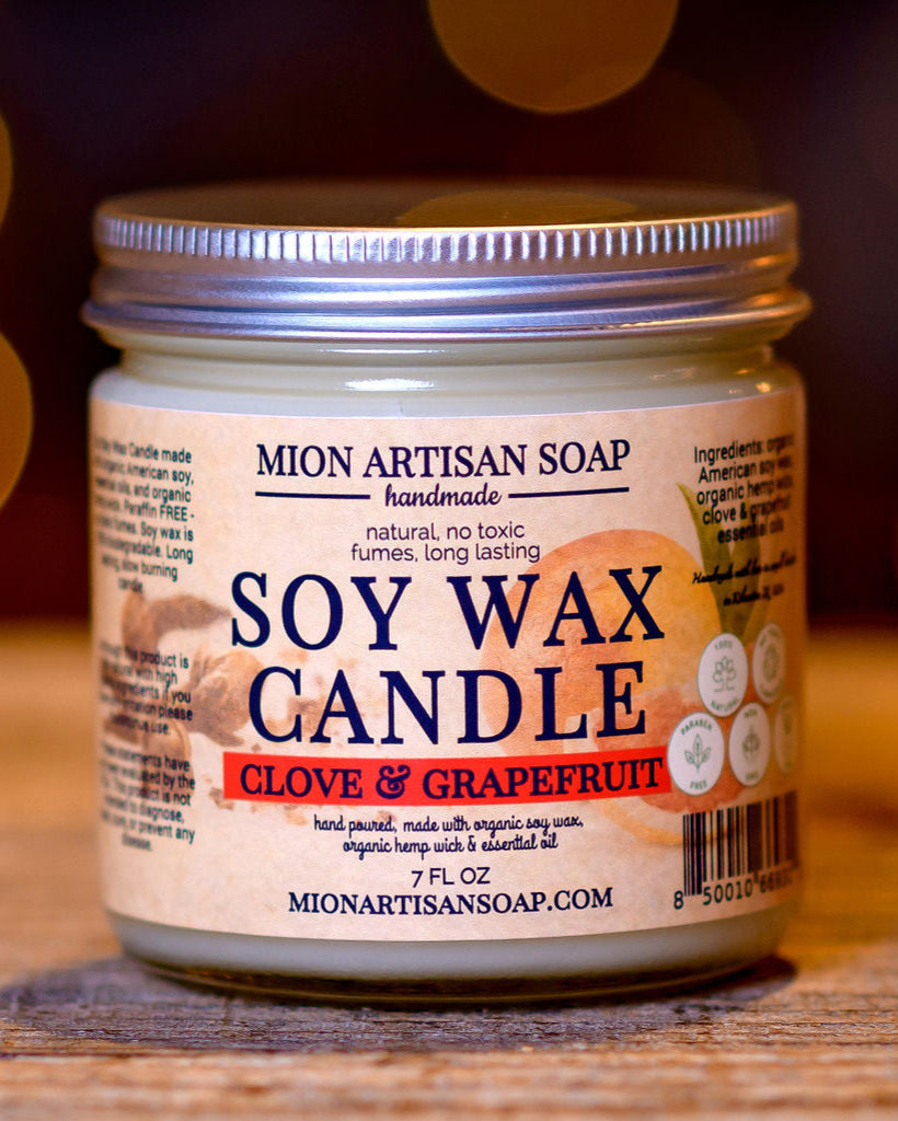 Clove and Grapefruit Soy Candle | Long Lasting | 100% Natural by MION Artisan Soap Co.