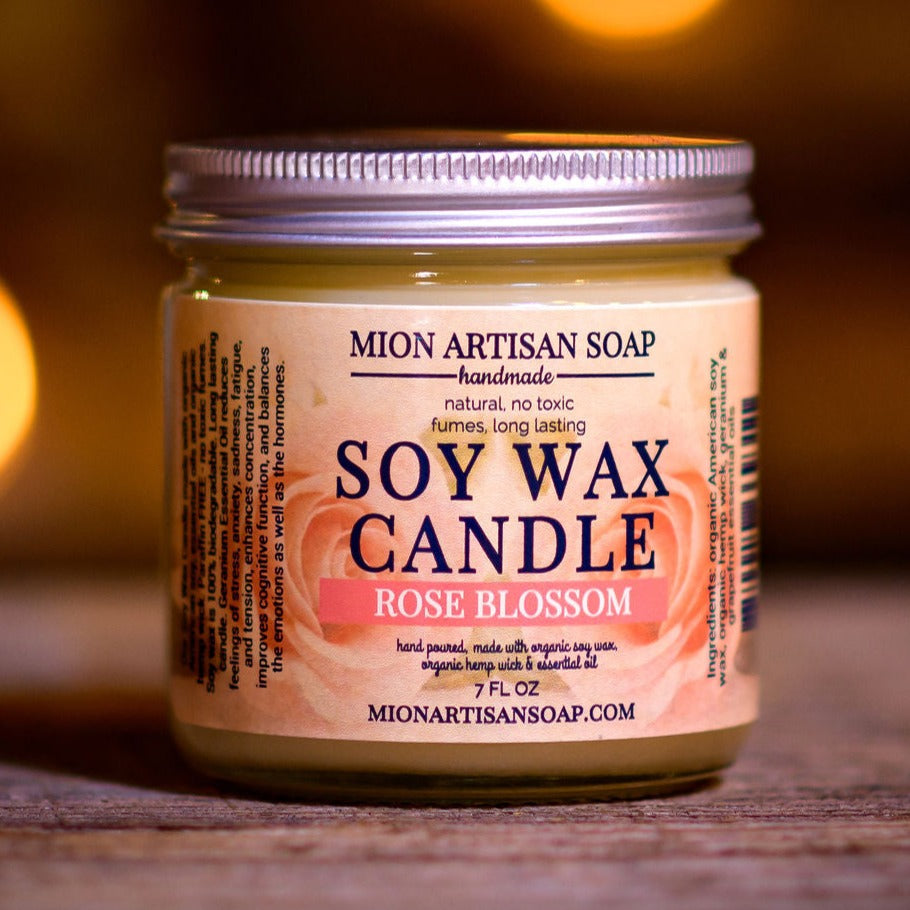 Soy Wax Candle - Rose Blossom | Long Lasting | 100% Natural by MION Artisan Soap Co.