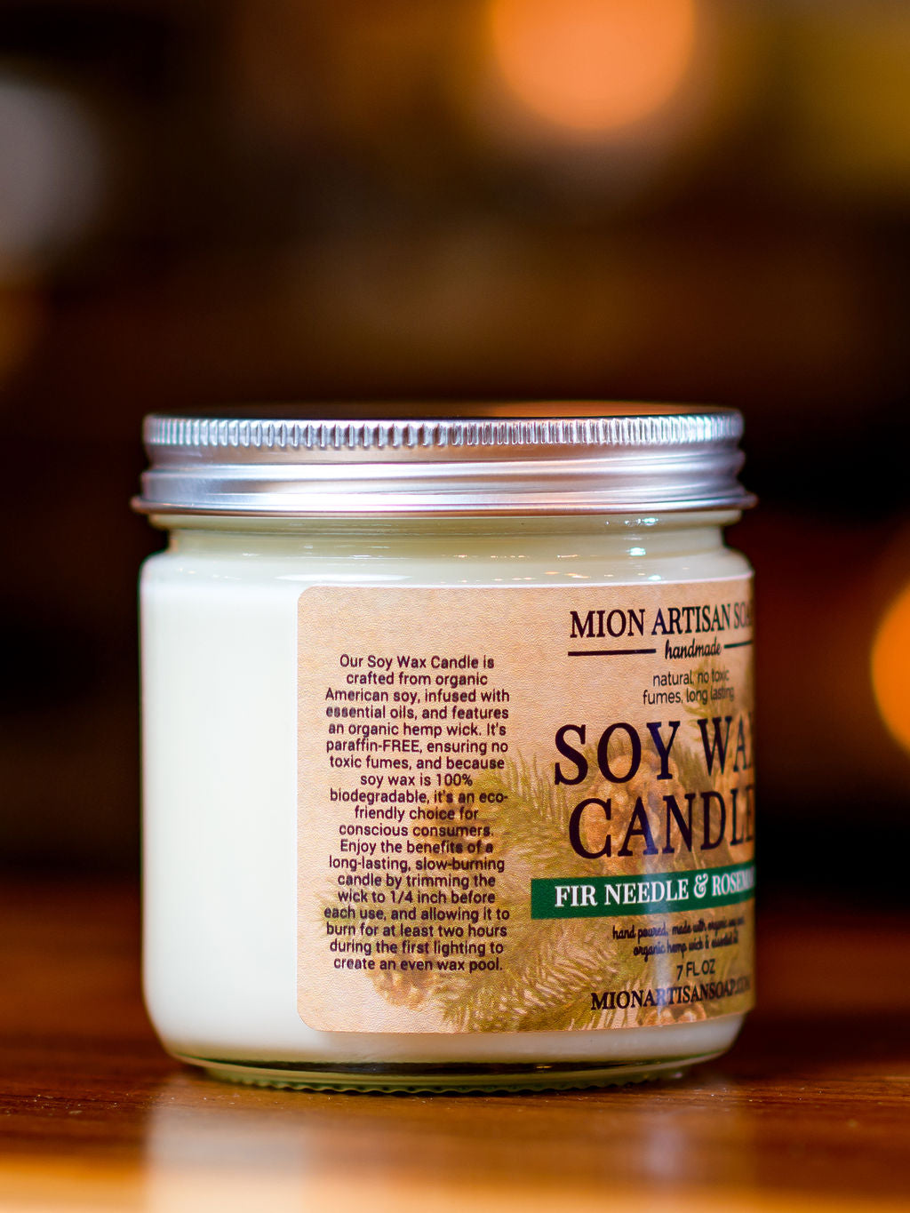 Fir Needle & Rosemary Soy Wax Candle | Long Lasting | 100% Natural by MION Artisan Soap Co.