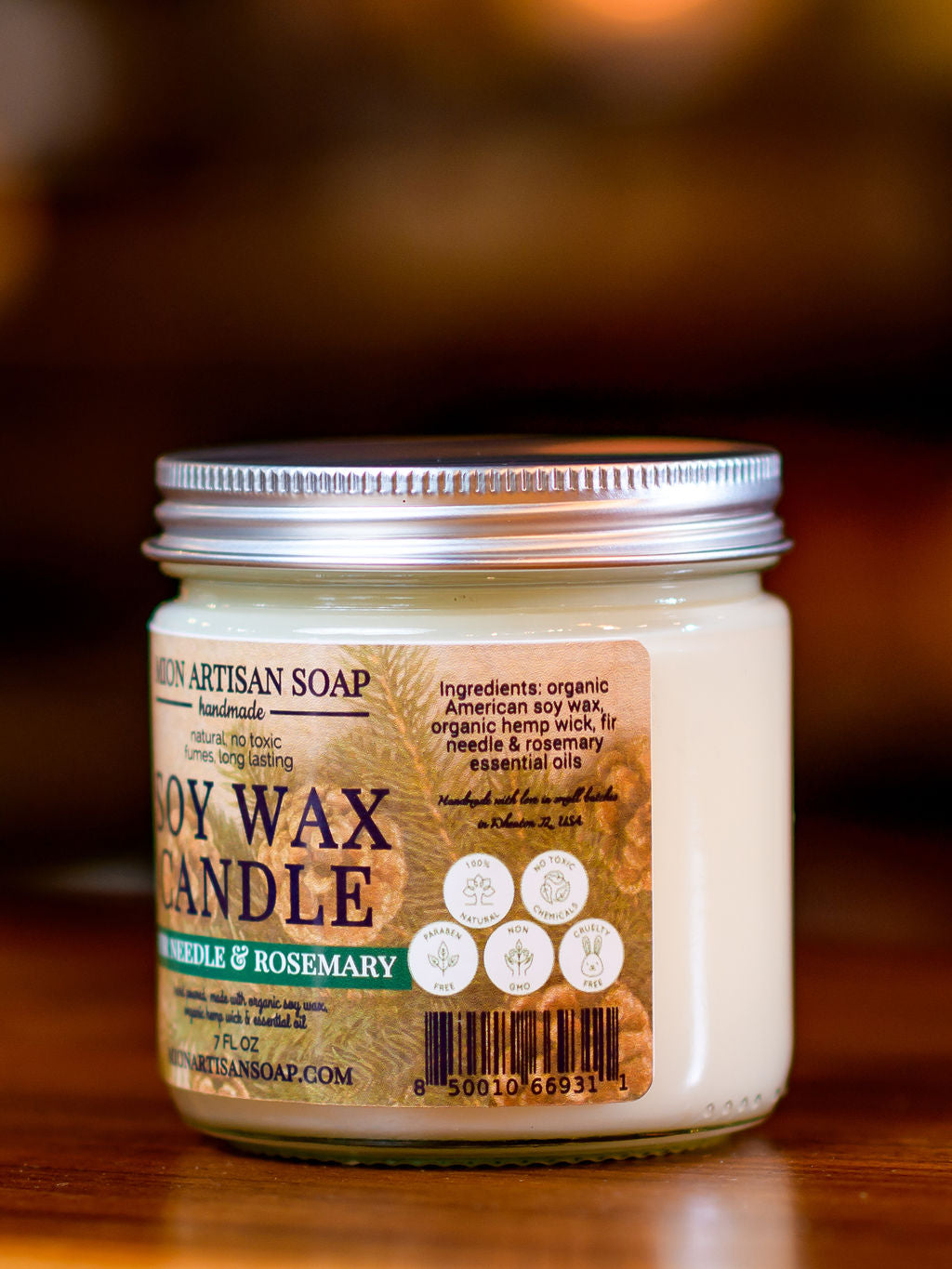 Fir Needle & Rosemary Soy Wax Candle | Long Lasting | 100% Natural by MION Artisan Soap Co.