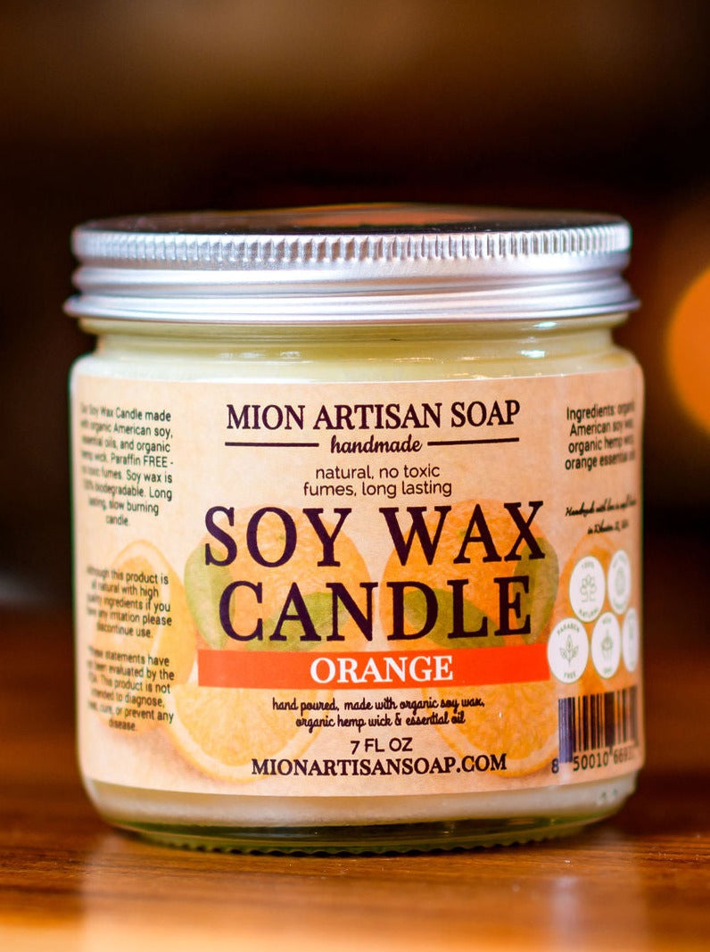 Orange Soy Wax Candle | Long Lasting | 100% Natural by MION Artisan Soap Co.