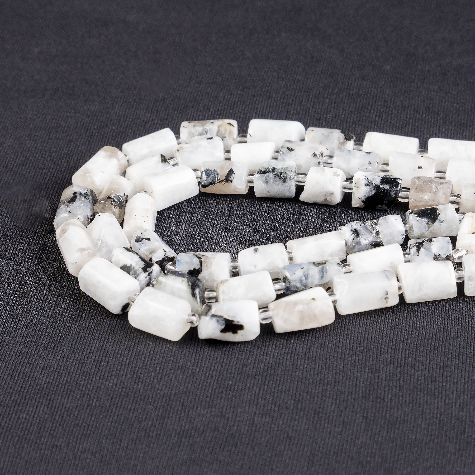 Rainbow Moonstone Gemstone Pipe Bead, Crystal Healing Tube Beads. DestGlow