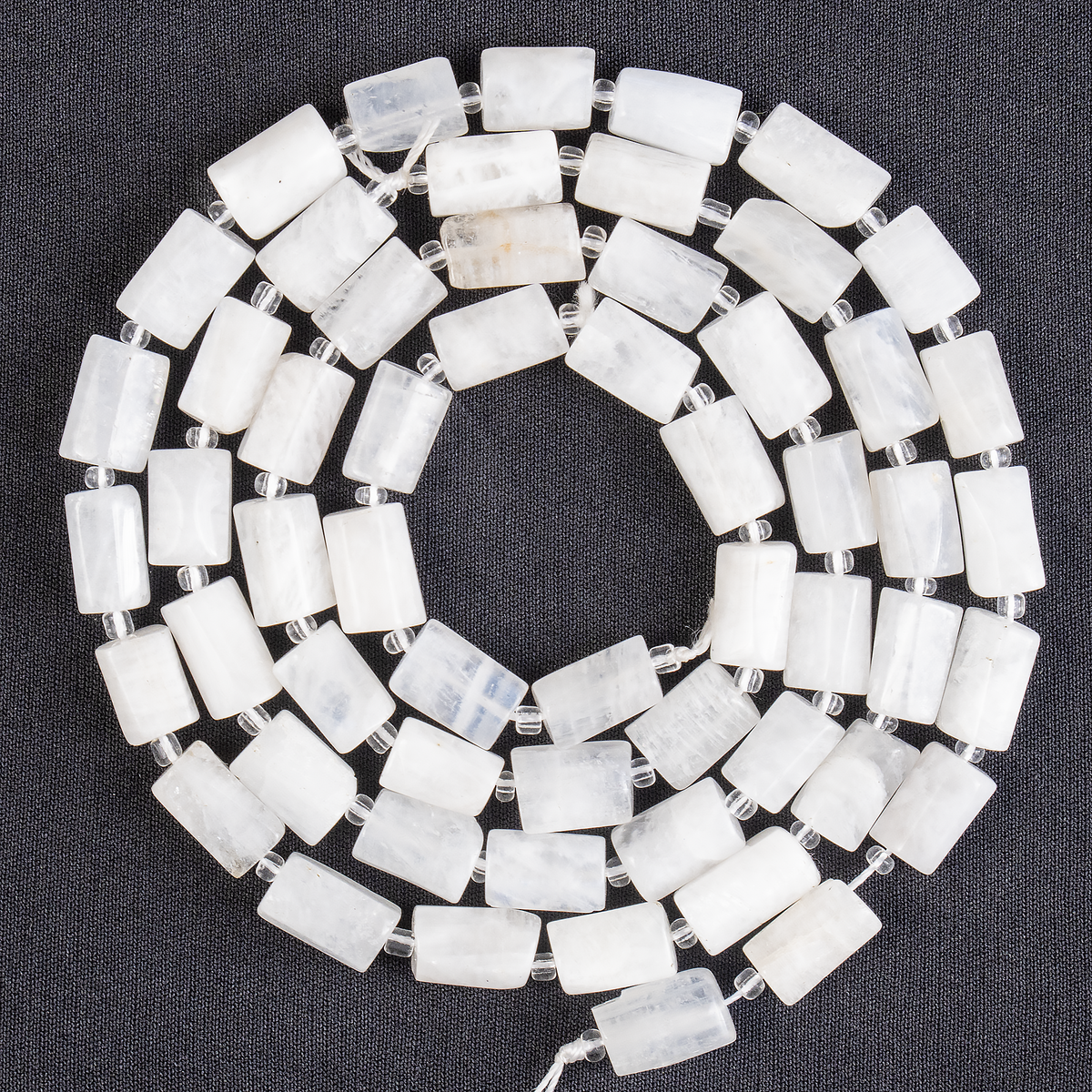 White Rainbow Moonstone Gemstone Pipe Bead, Crystal Healing Tube Beads. DestGlow