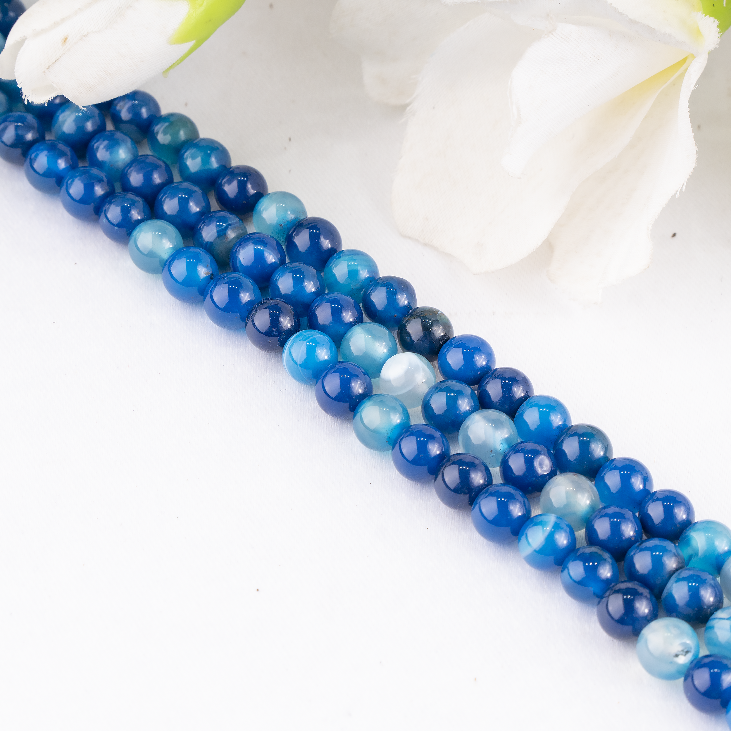 Blue Banded Agate Beads, Natural Crystal Round Beads 6mm to 12mm DestGlow