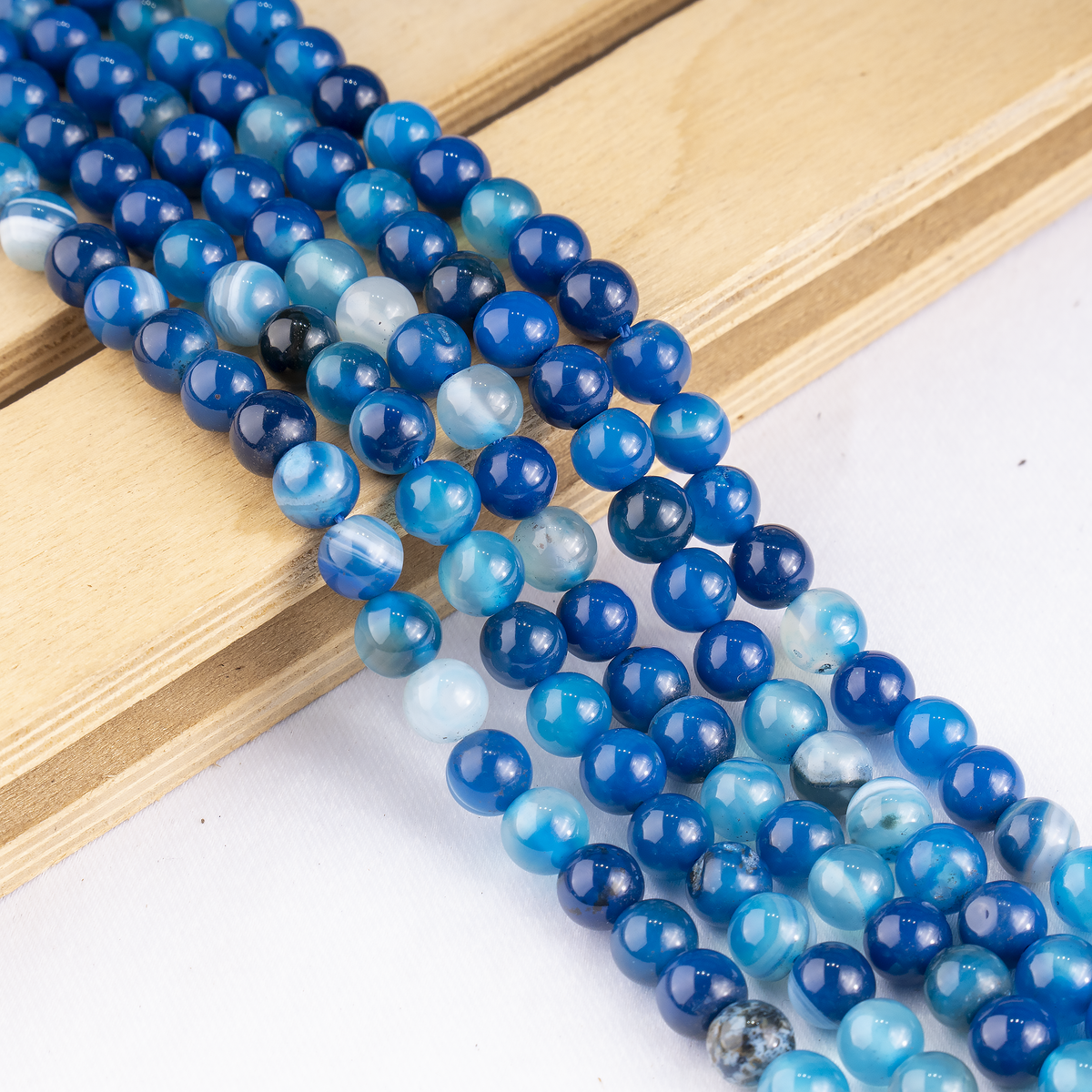 Blue Banded Agate Beads, Natural Crystal Round Beads 6mm to 12mm DestGlow