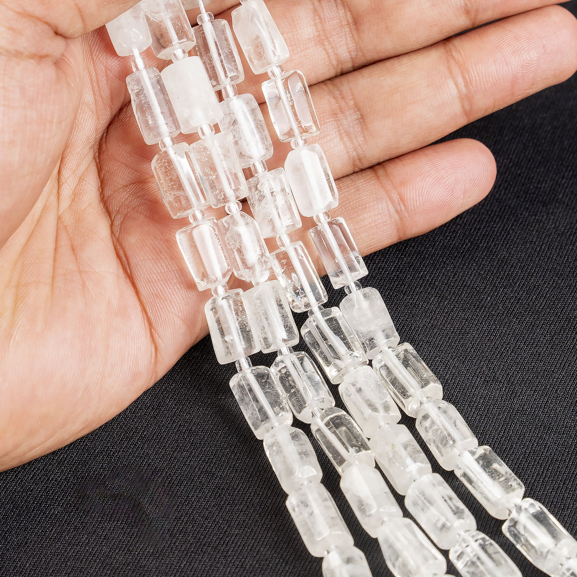 Clear Quartz Gemstone Pipe Bead, Crystal Healing Tube Beads. DestGlow