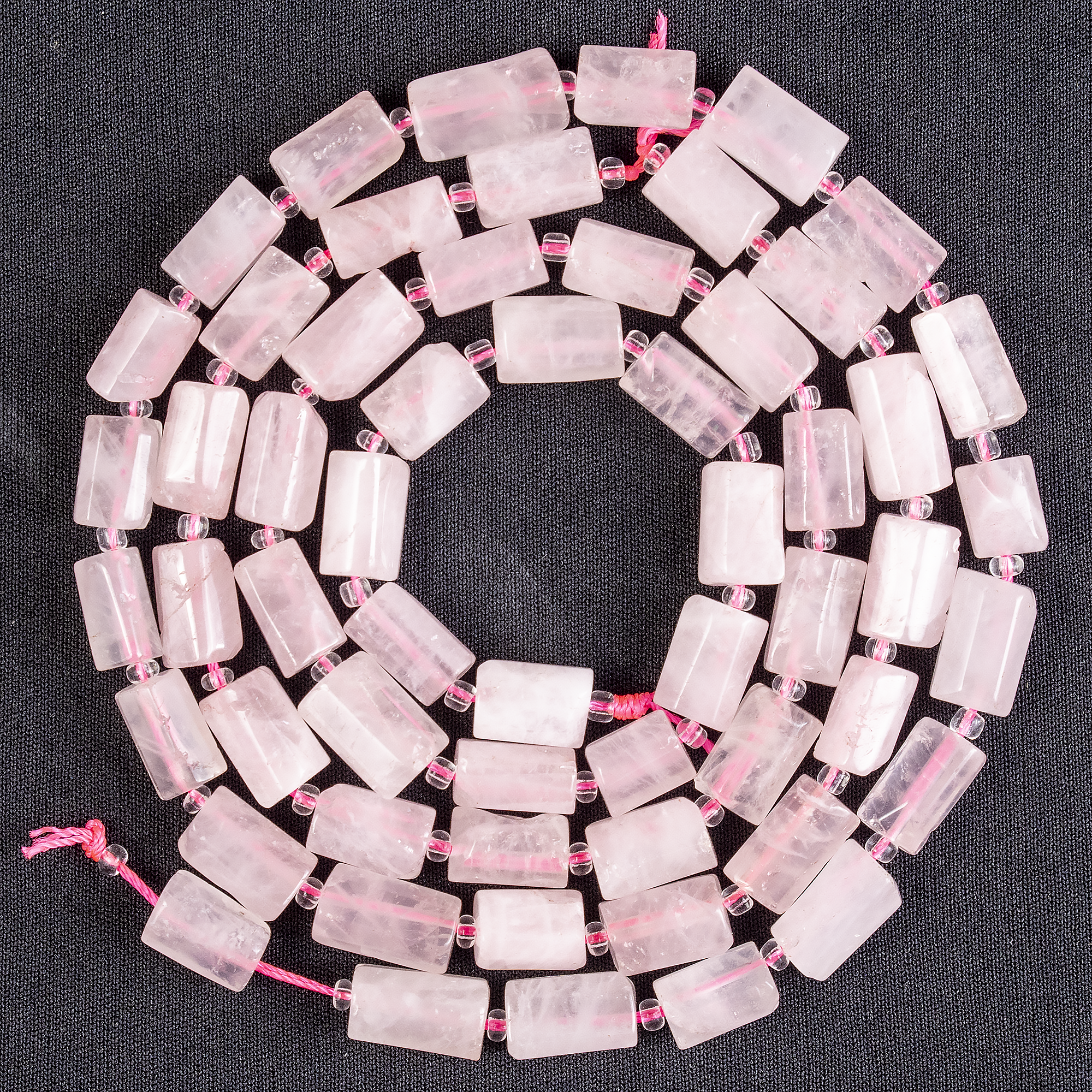 Rose Quartz Gemstone Pipe Bead, Crystal Healing Tube Beads. DestGlow