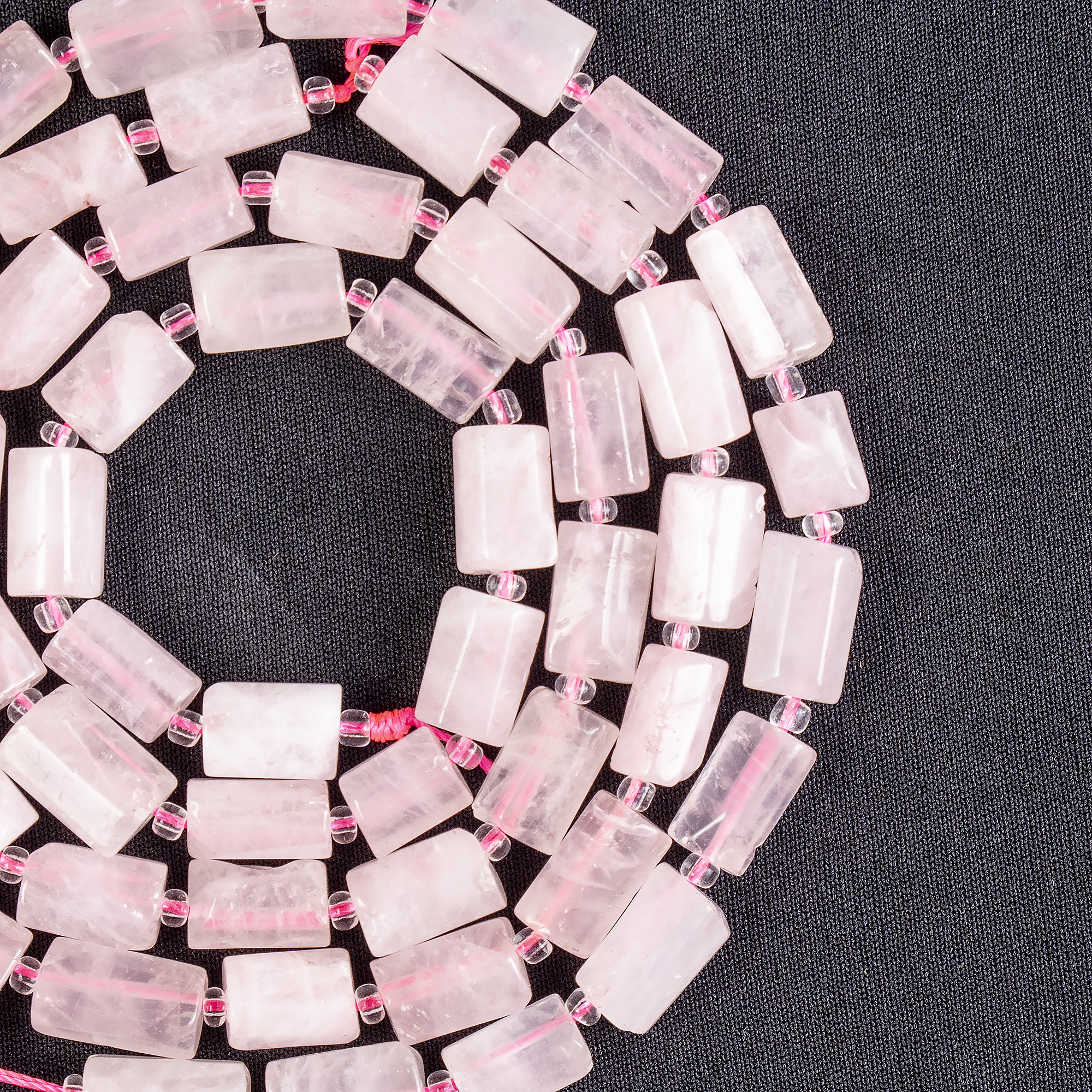 Rose Quartz Gemstone Pipe Bead, Crystal Healing Tube Beads. DestGlow
