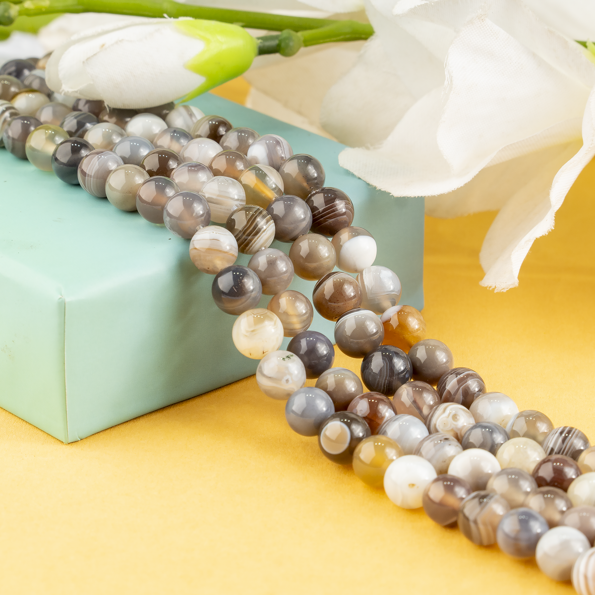 Botswana Agate Beads, Natural Round Crystal Beads 6mm to 10mm DestGlow