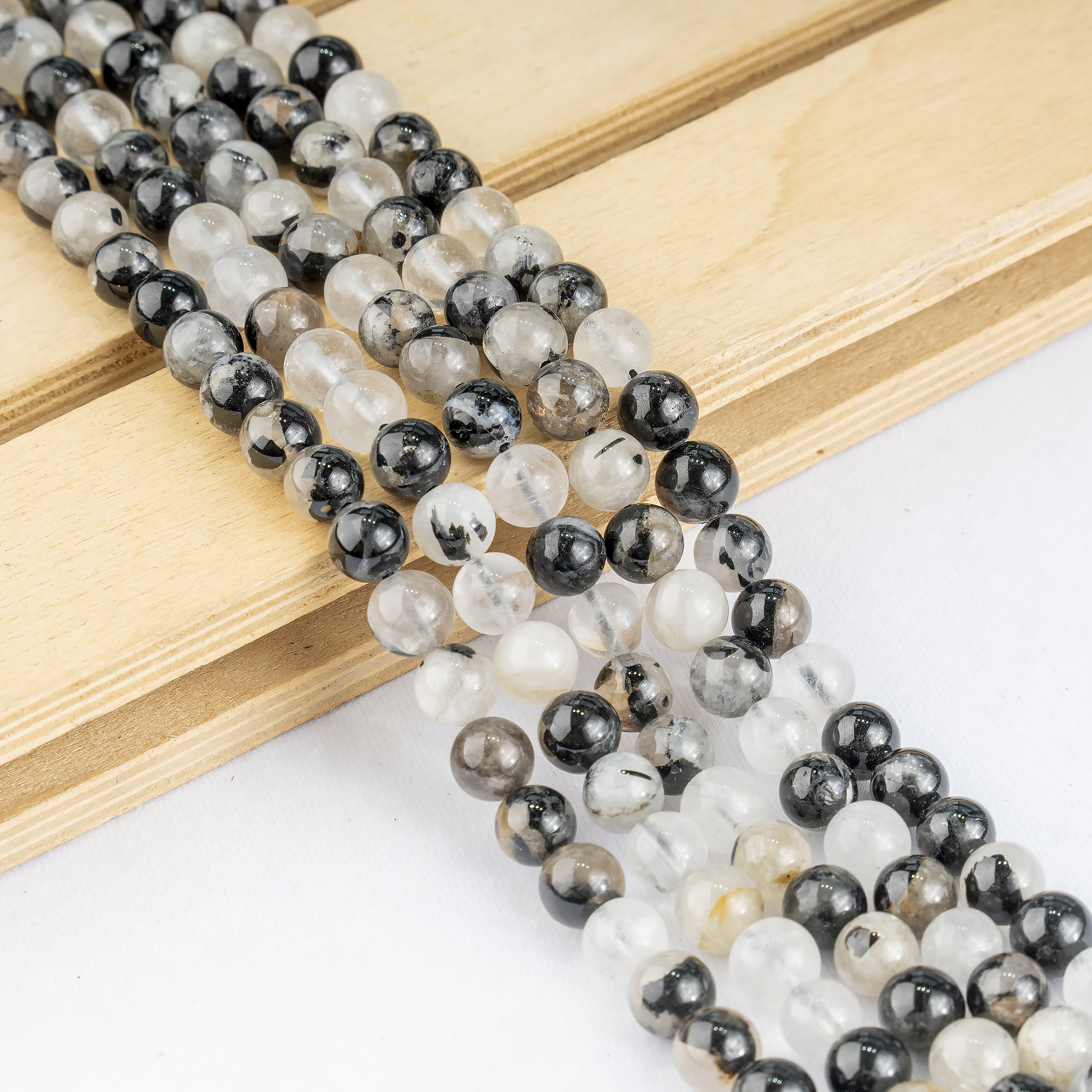 Black Rutile Beads, Natural Round Crystal Beads 6mm to 12mm DestGlow