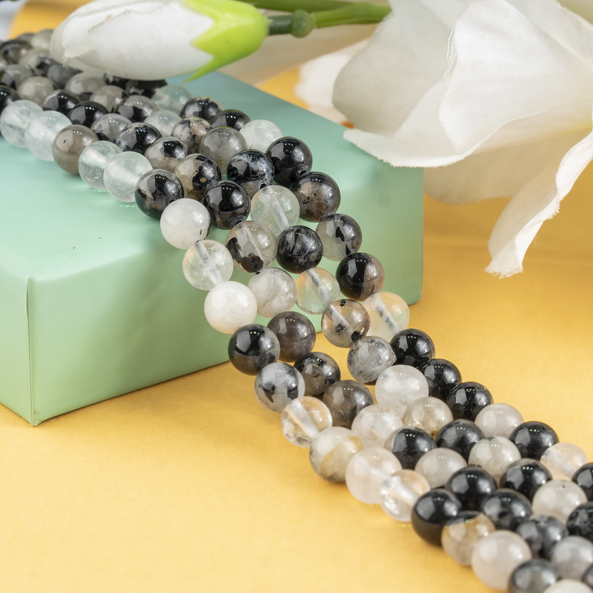 Black Rutile Beads, Natural Round Crystal Beads 6mm to 12mm DestGlow