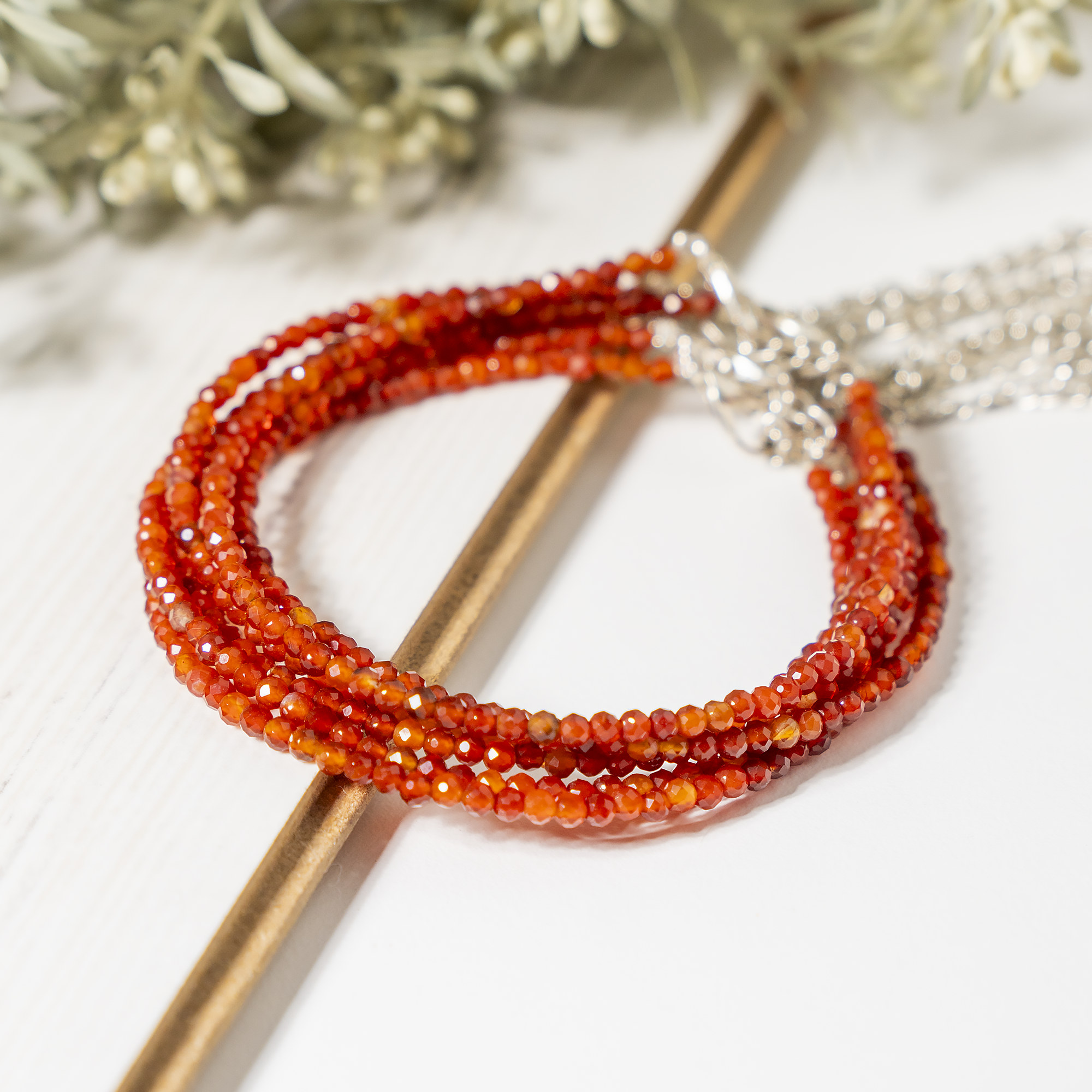 Red Carnelian Crystal anklet for Healing, Protection & Grounding – Natural