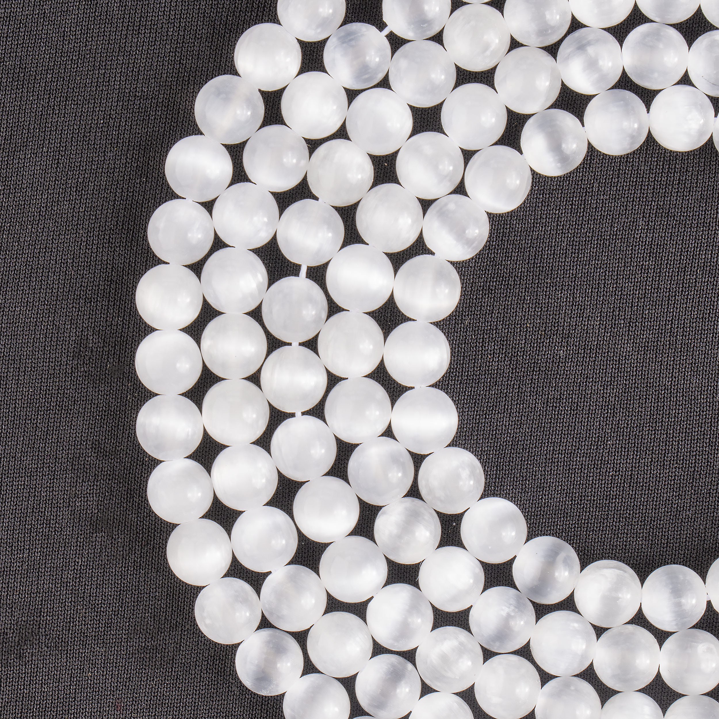 Selenite Round Beads Healing Crystal Gemstone Strand DestGlow
