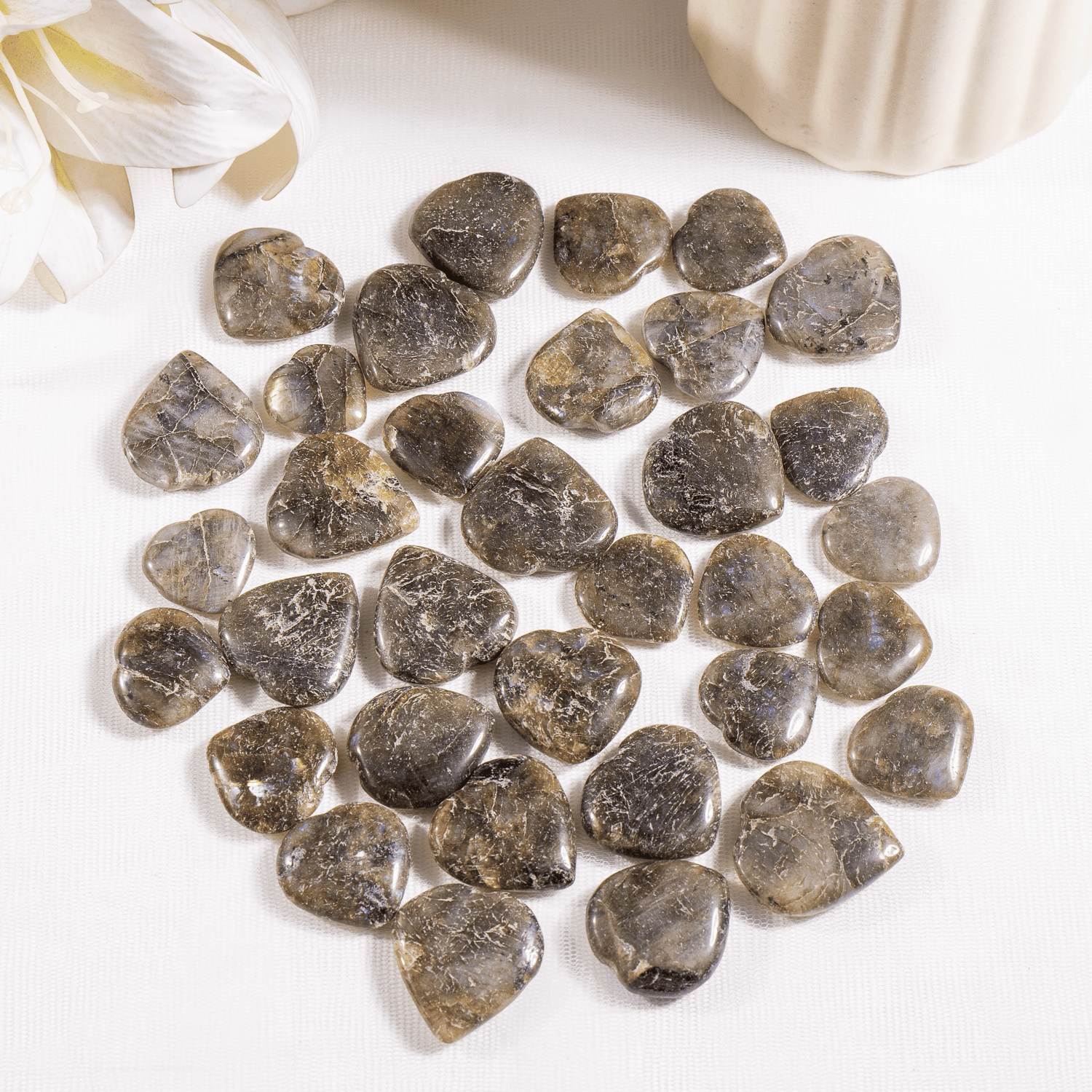 Labradorite Heart Crystal, Puffy Mini 1 Inch Pocket Crystal Heart. DestGlow