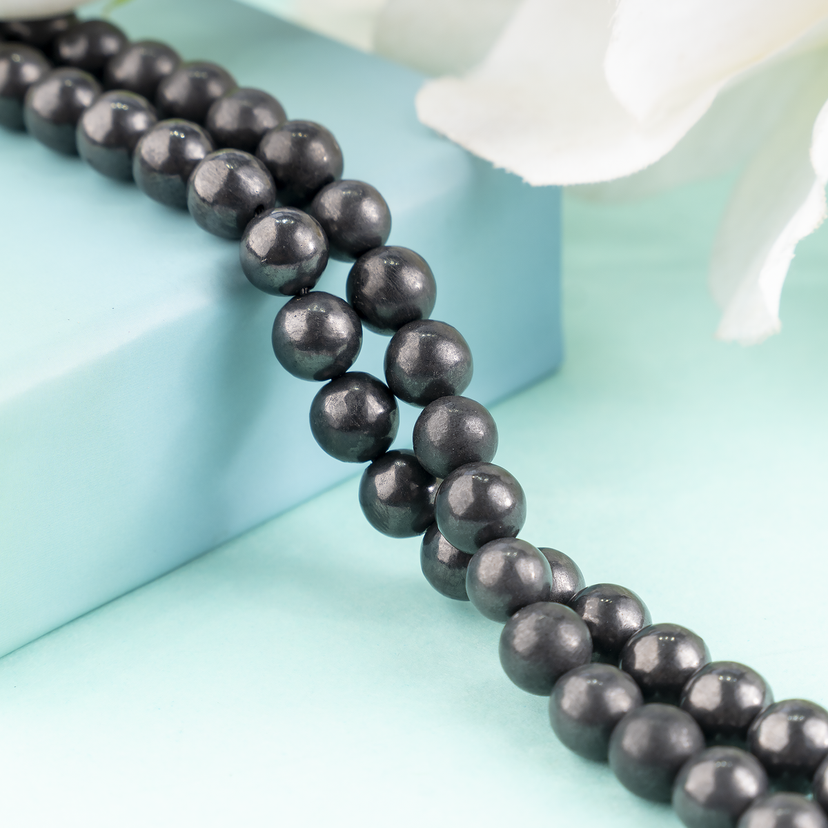Black Shungite Beads, Natural Round Crystal Beads 6mm to 10mm