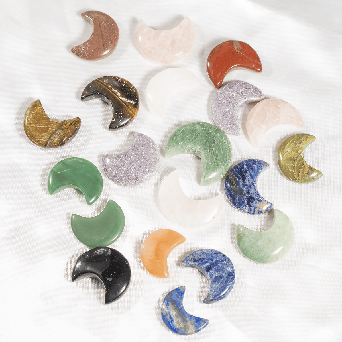 Polished Crystal Moons, Hand Carved Crescent Moon Shaped DestGlow