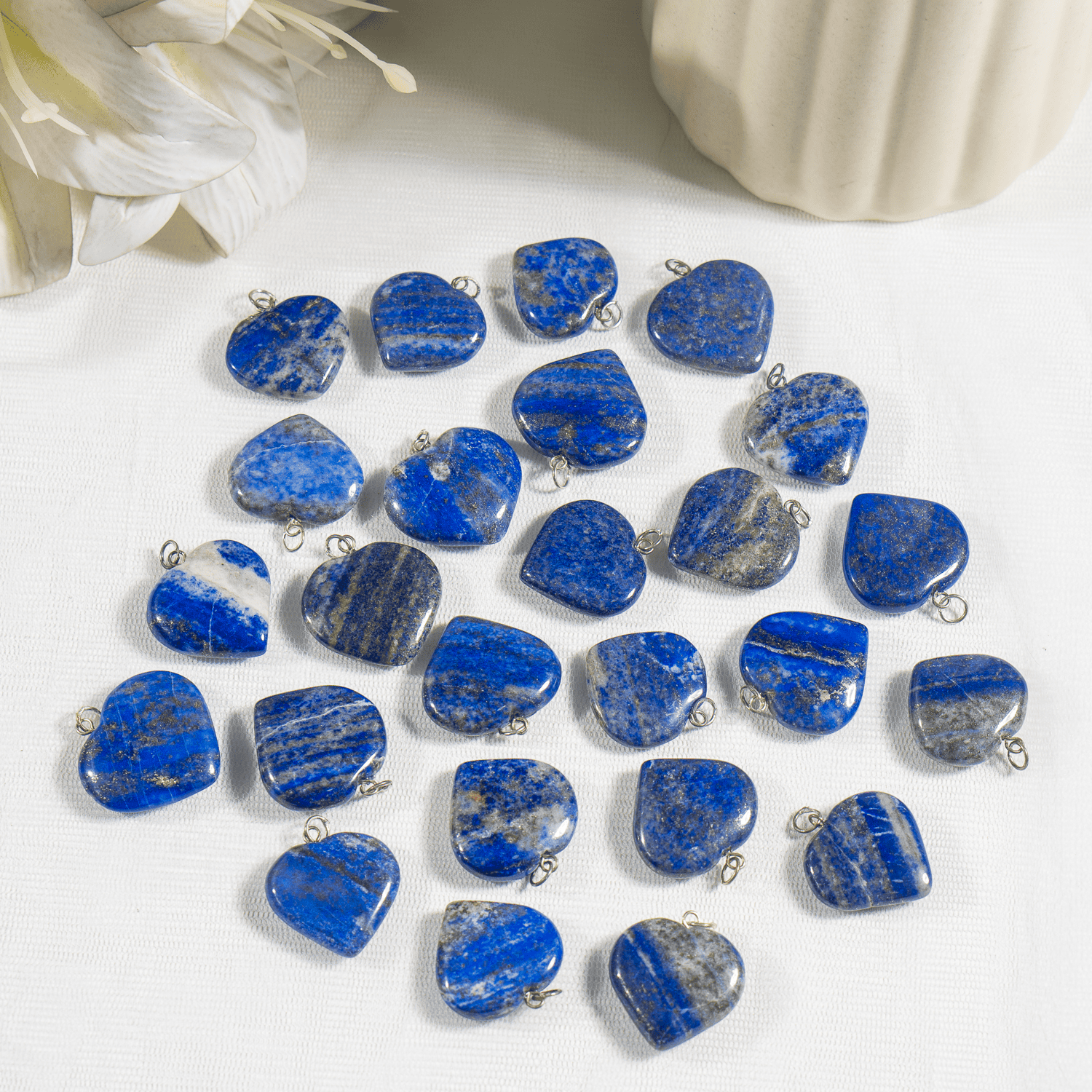 Real Lapis Lazuli Crystal Heart Pendant, Genuine Heart Shaped Necklaces. DestGlow
