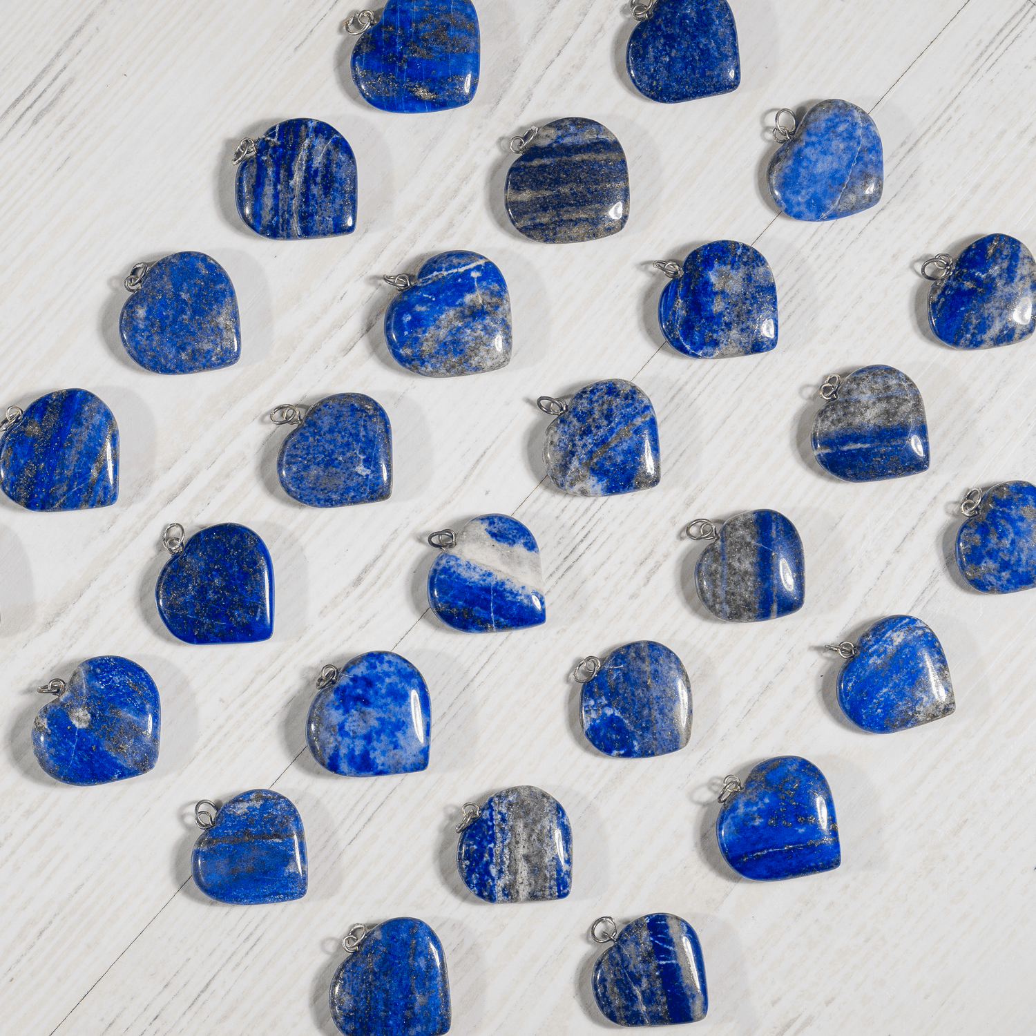 Real Lapis Lazuli Crystal Heart Pendant, Genuine Heart Shaped Necklaces. DestGlow