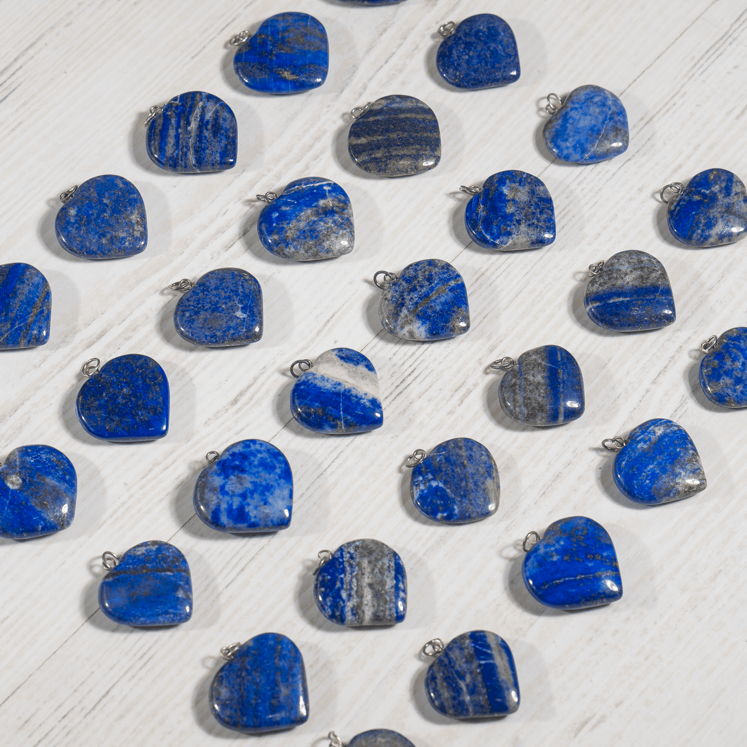Real Lapis Lazuli Crystal Heart Pendant, Genuine Heart Shaped Necklaces. DestGlow