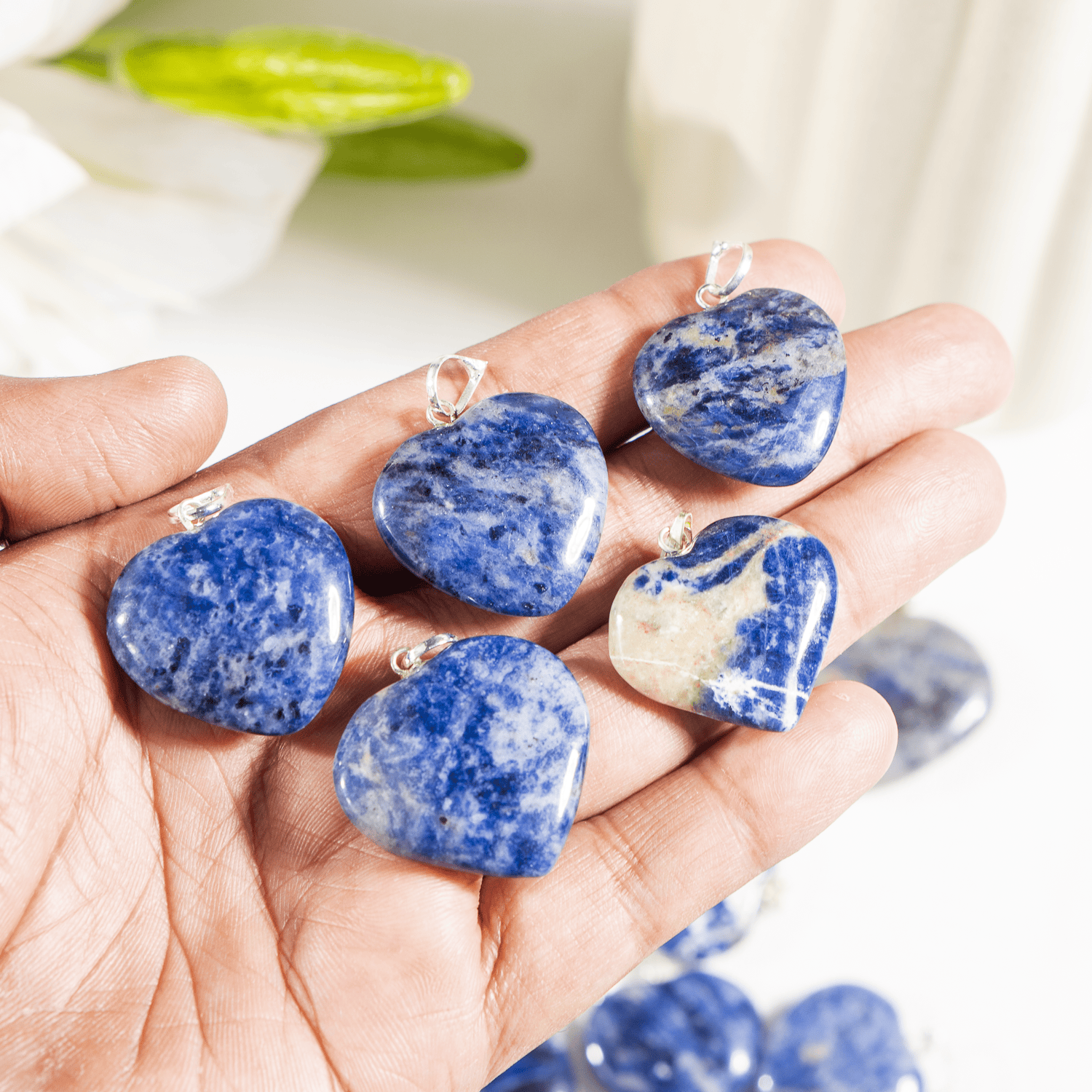 Real Sodalite Crystal Heart Pendant, Genuine Heart Shaped Necklaces DestGlow