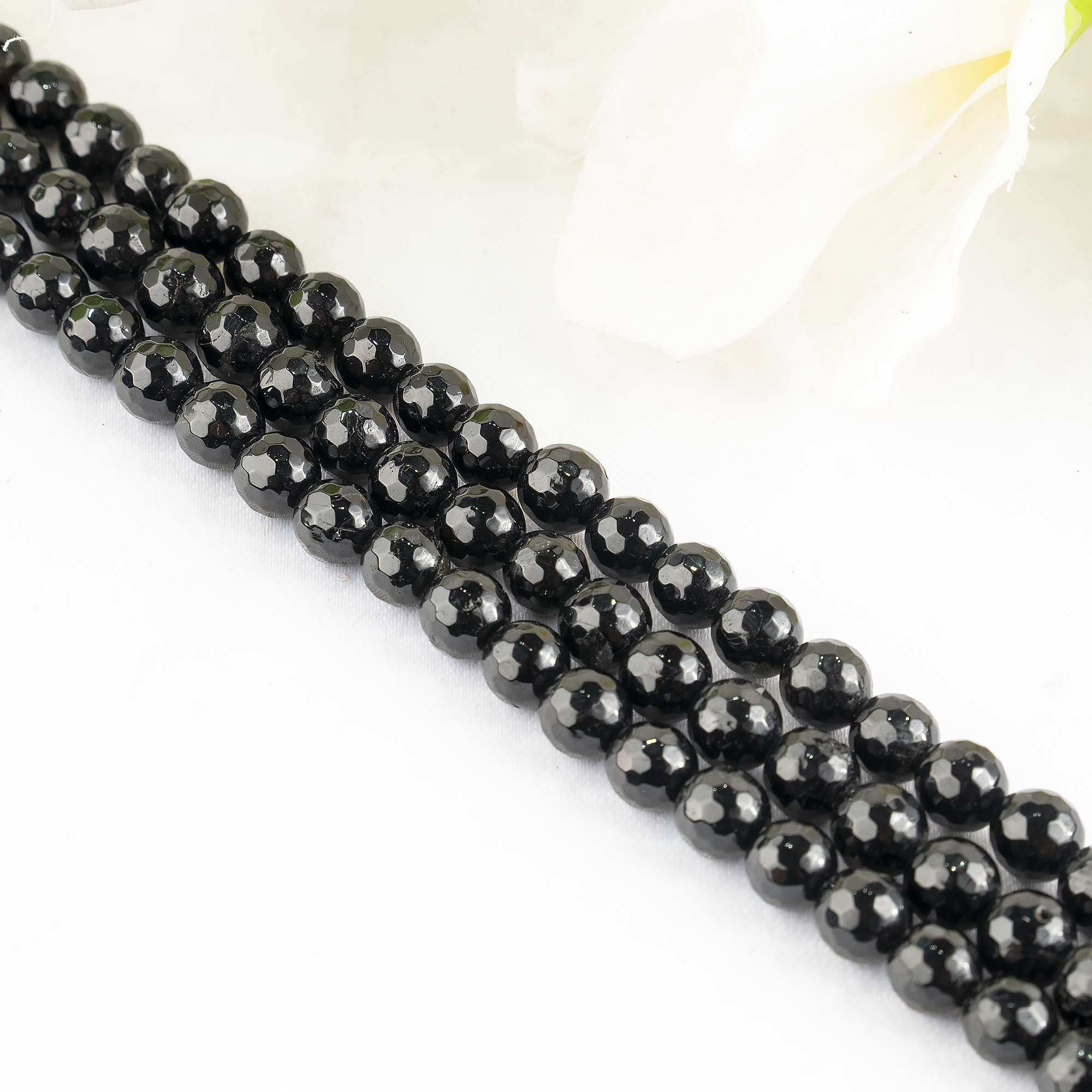 Black Tourmaline Faceted Beads, Crystal Beads for Jewelry.