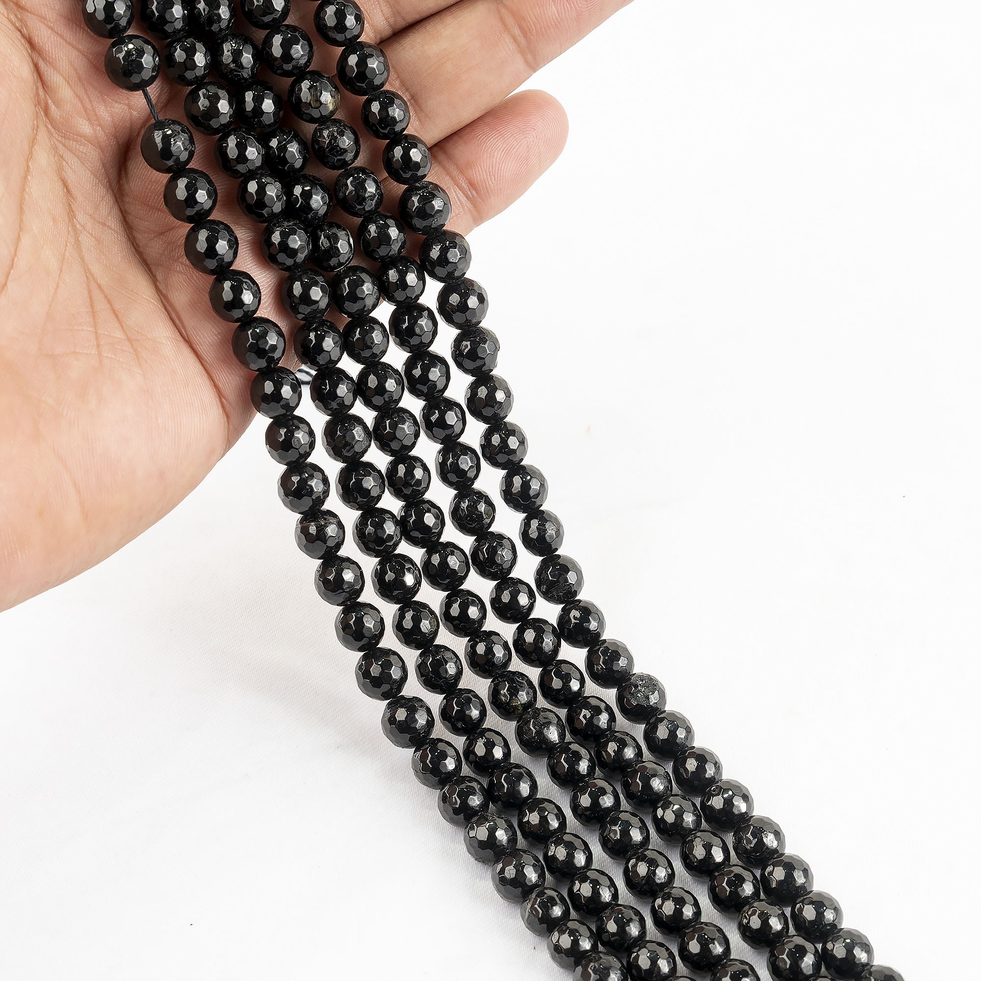 Black Tourmaline Faceted Beads, Crystal Beads for Jewelry. DestGlow